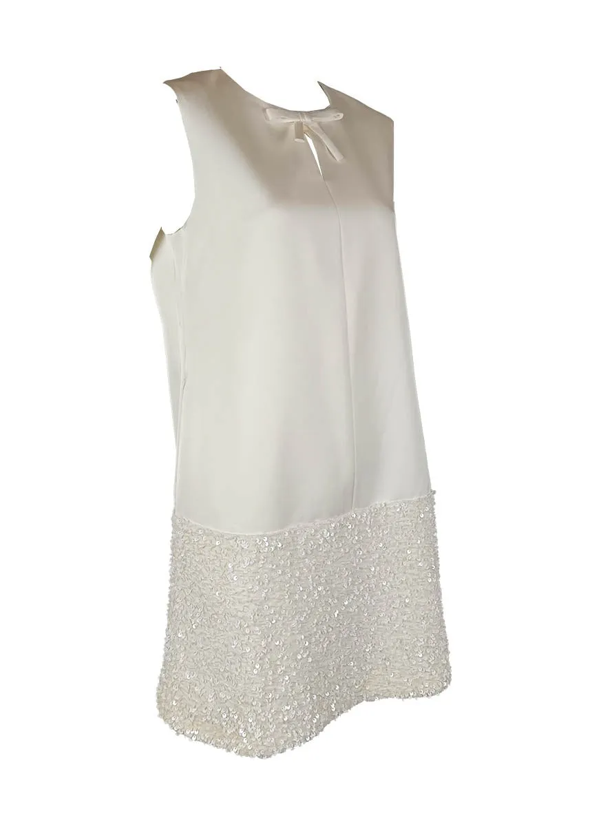 9240020 Sequined Sleeveless Mini Dress *White *Backorder