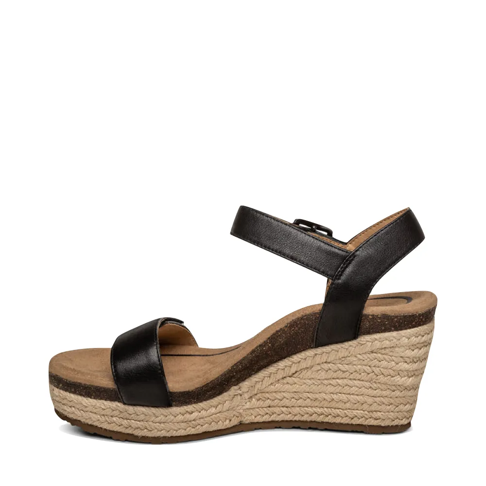 Aetrex Women's Sydney Quarter Strap Espadrille Wedge Sandal (Black)