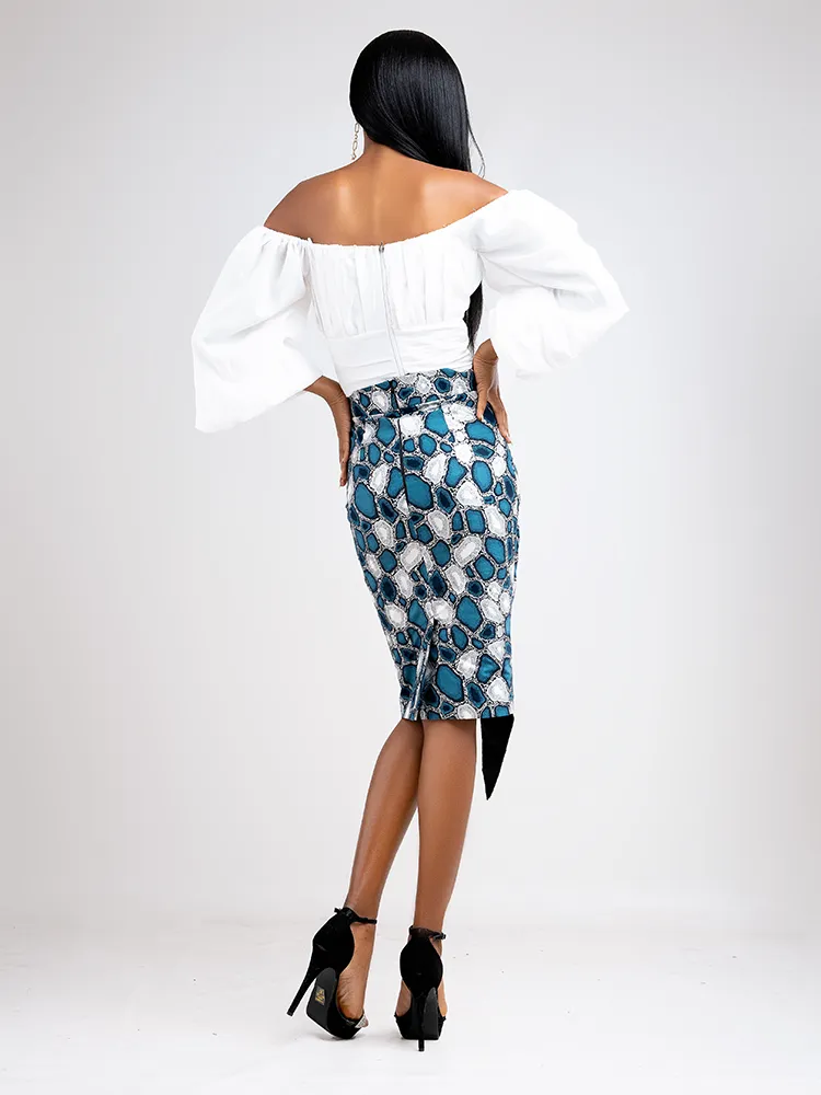 African Print Chinua front button skirt