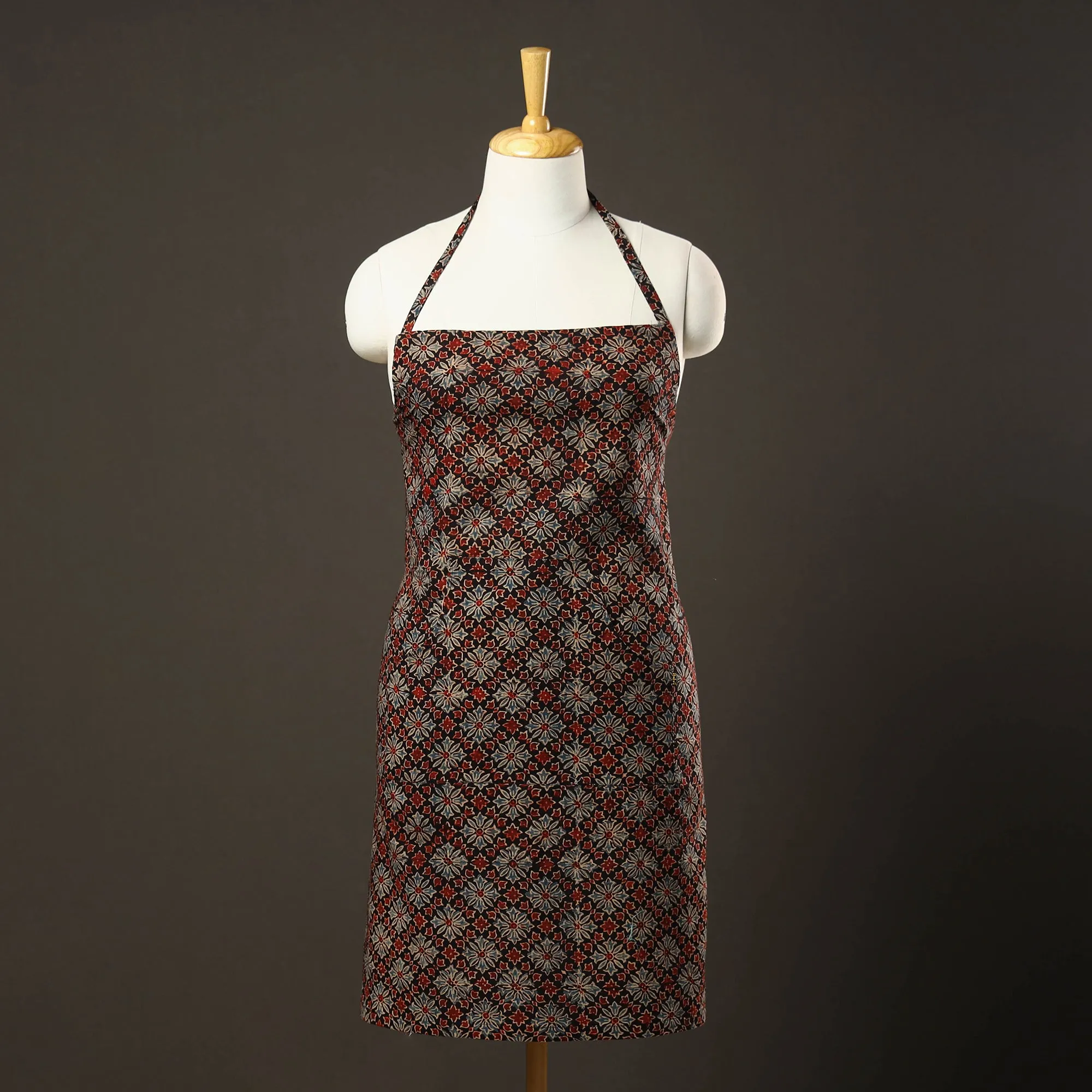 Ajrakh Block Printed Cotton Apron with Pocket 37