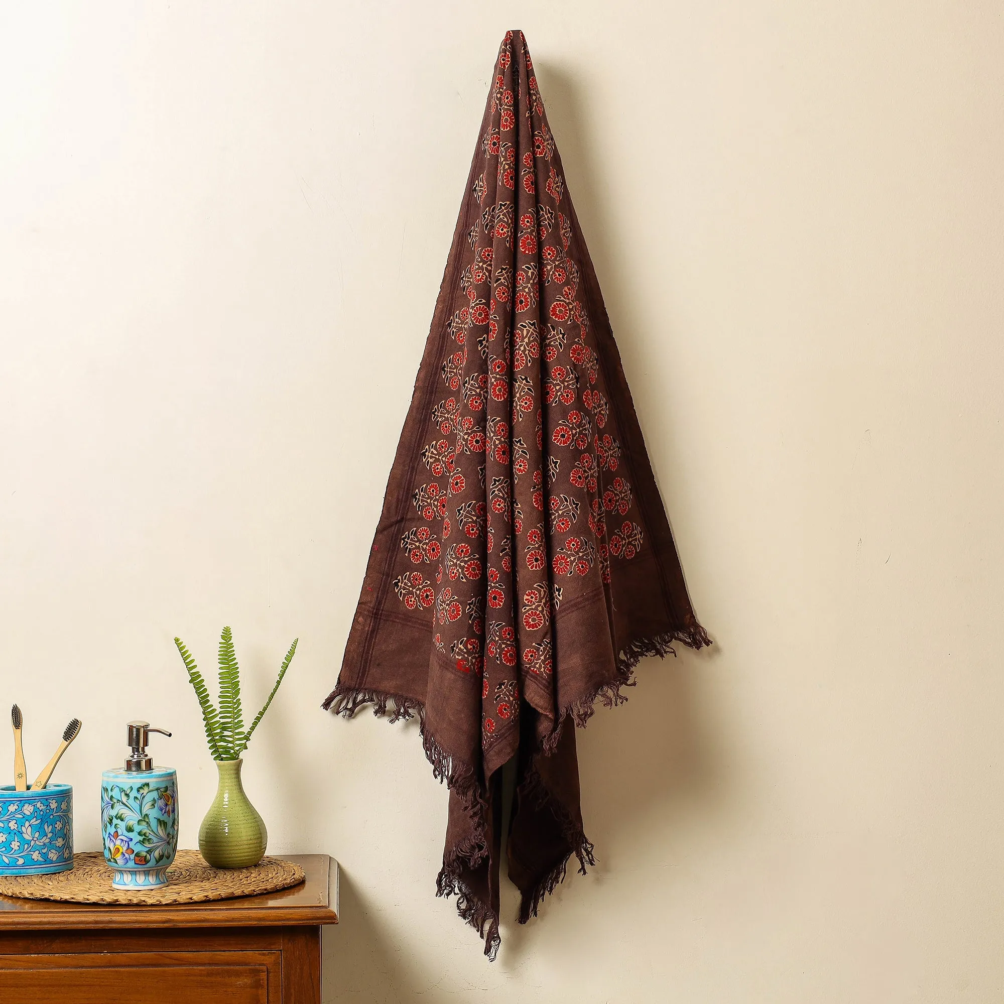 Ajrakh Block Printed Handloom Cotton Towel