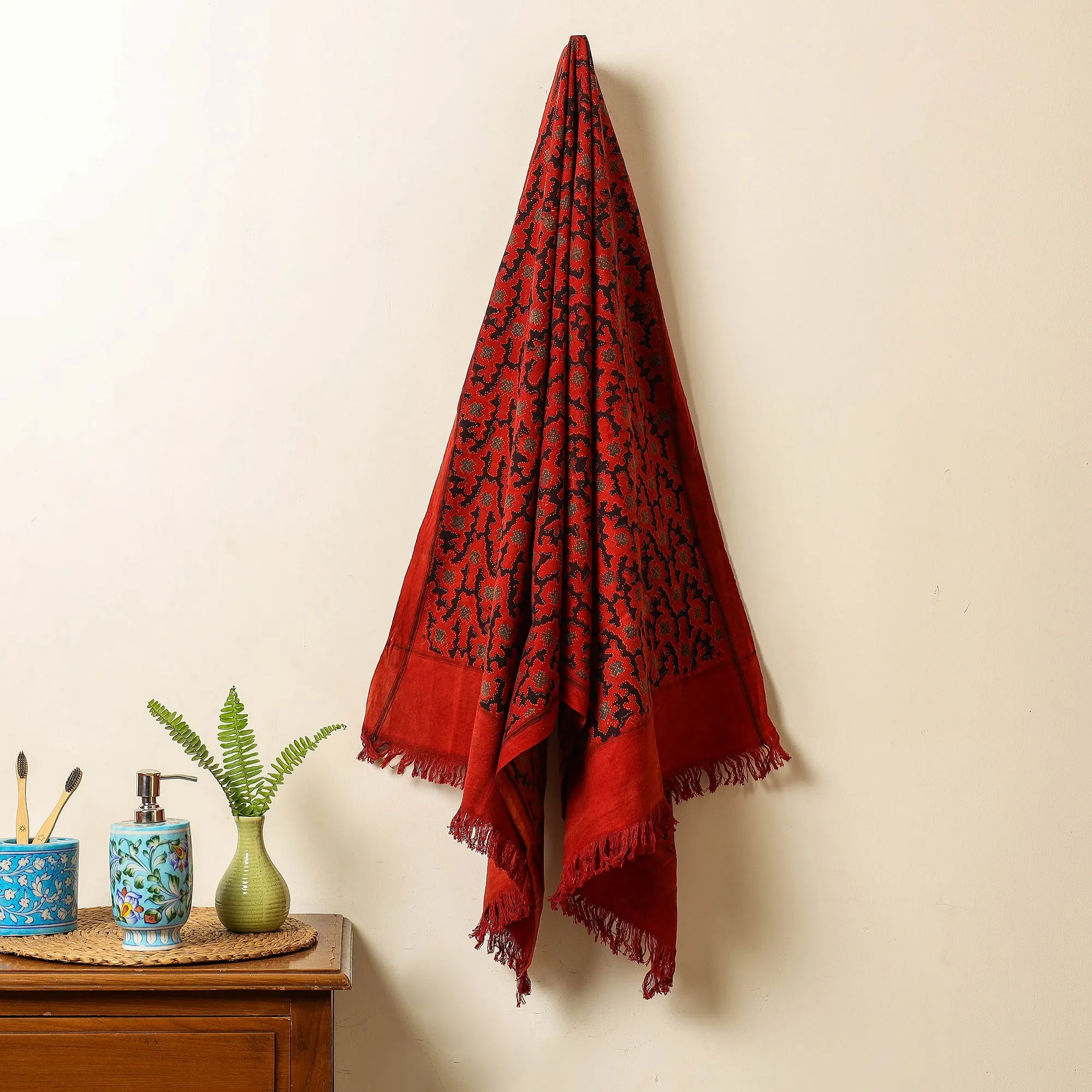 Ajrakh Block Printed Handloom Cotton Towel