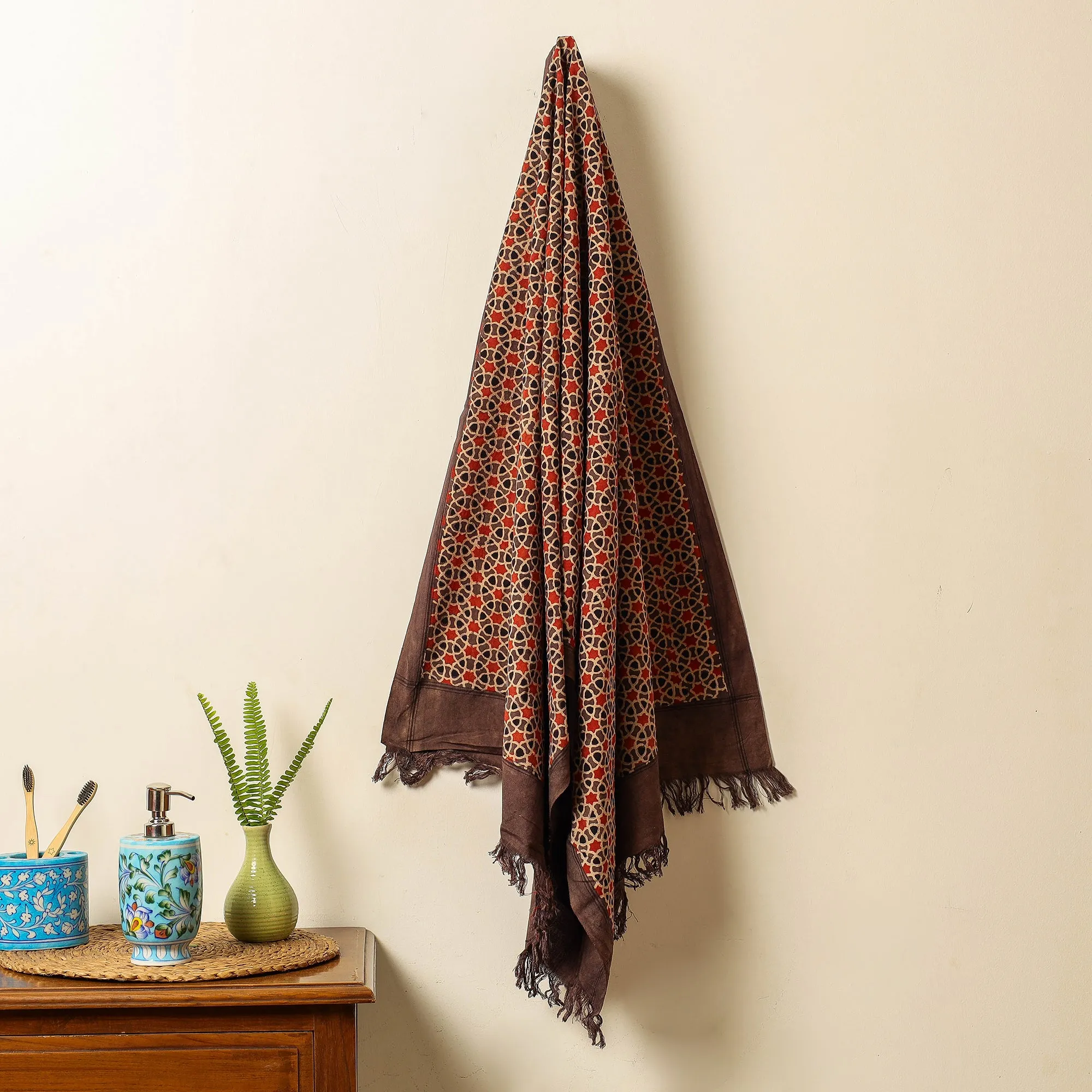 Ajrakh Block Printed Handloom Cotton Towel