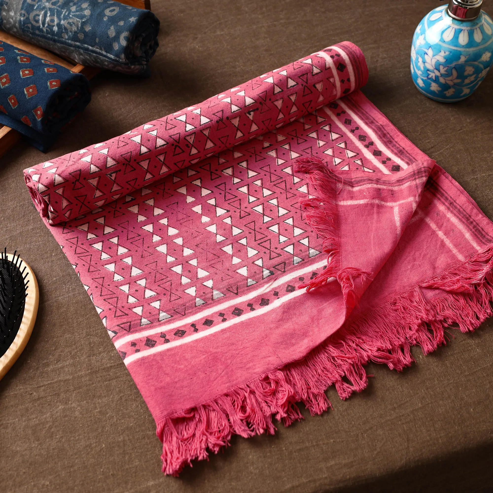 Akola Block Printed Pure Handloom Cotton Towel