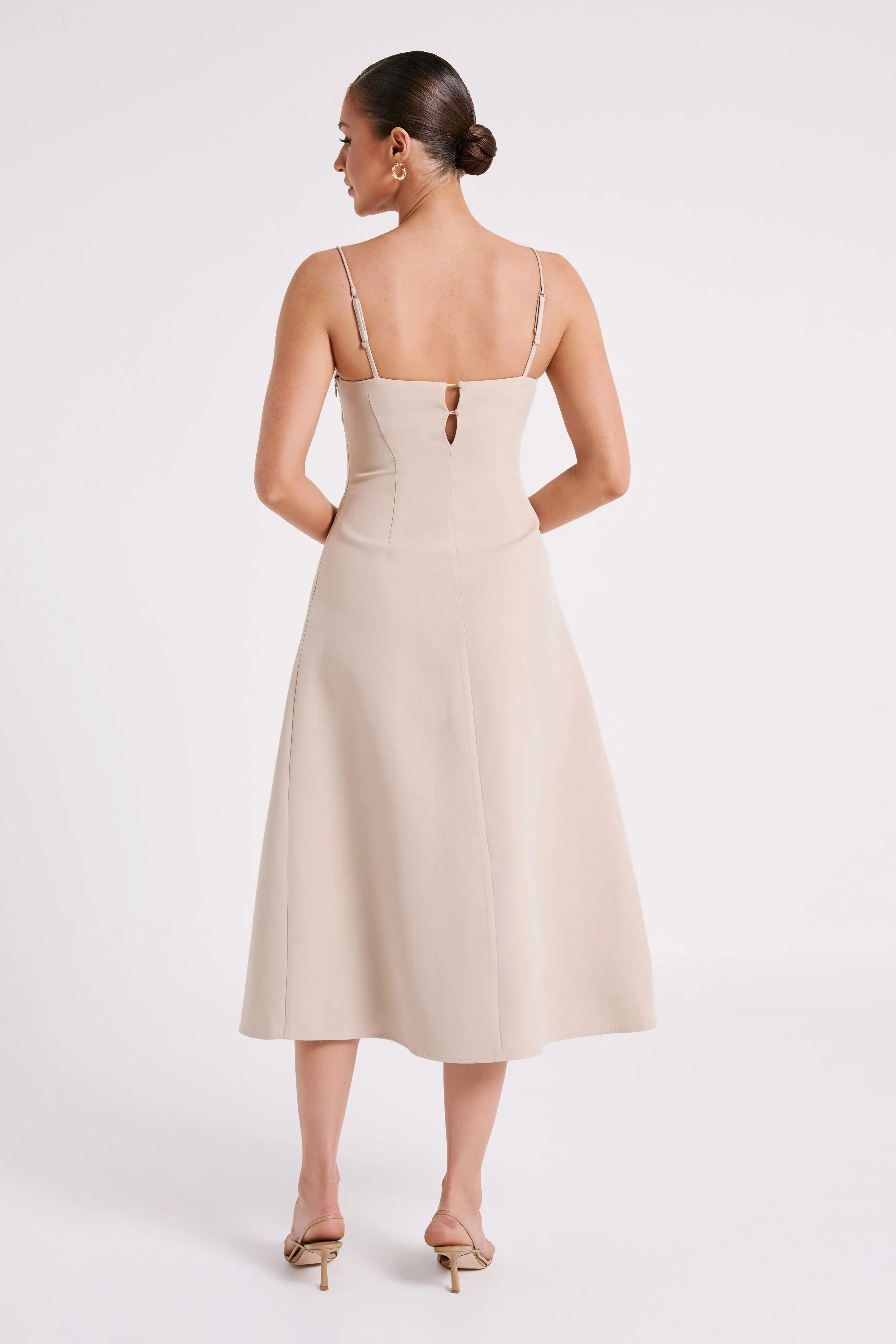 Alaina A-Line Midi Dress - Natural