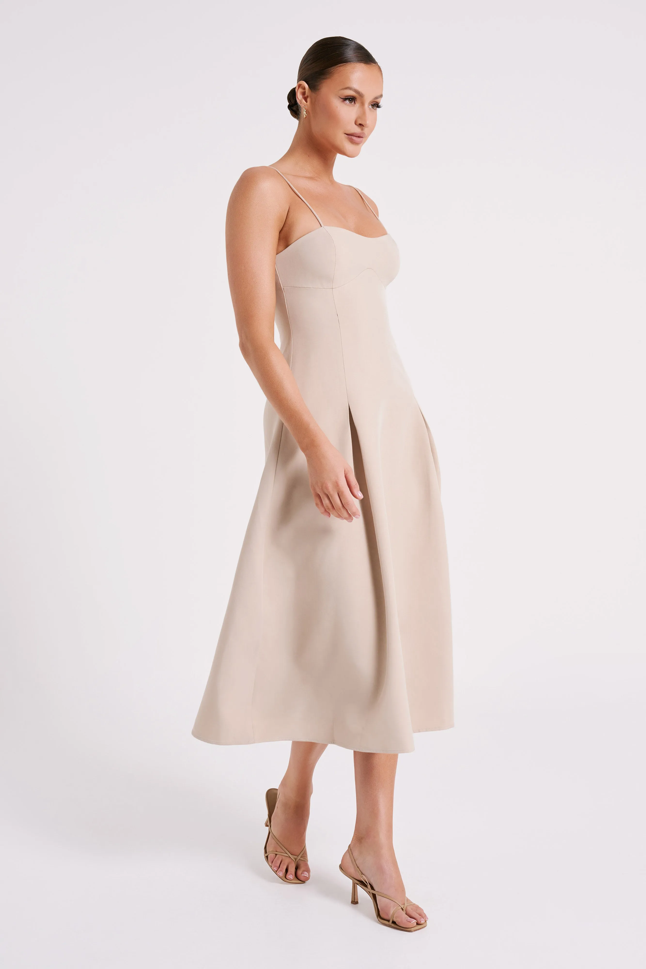 Alaina A-Line Midi Dress - Natural