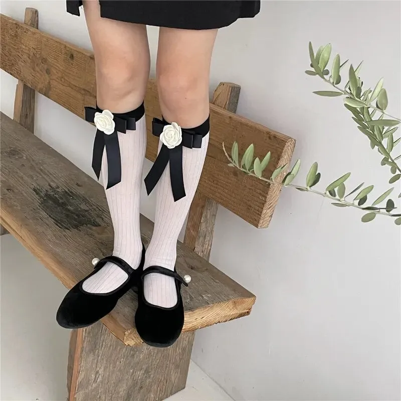 Années 60 Chaussettes Rétro Noeud Camélia