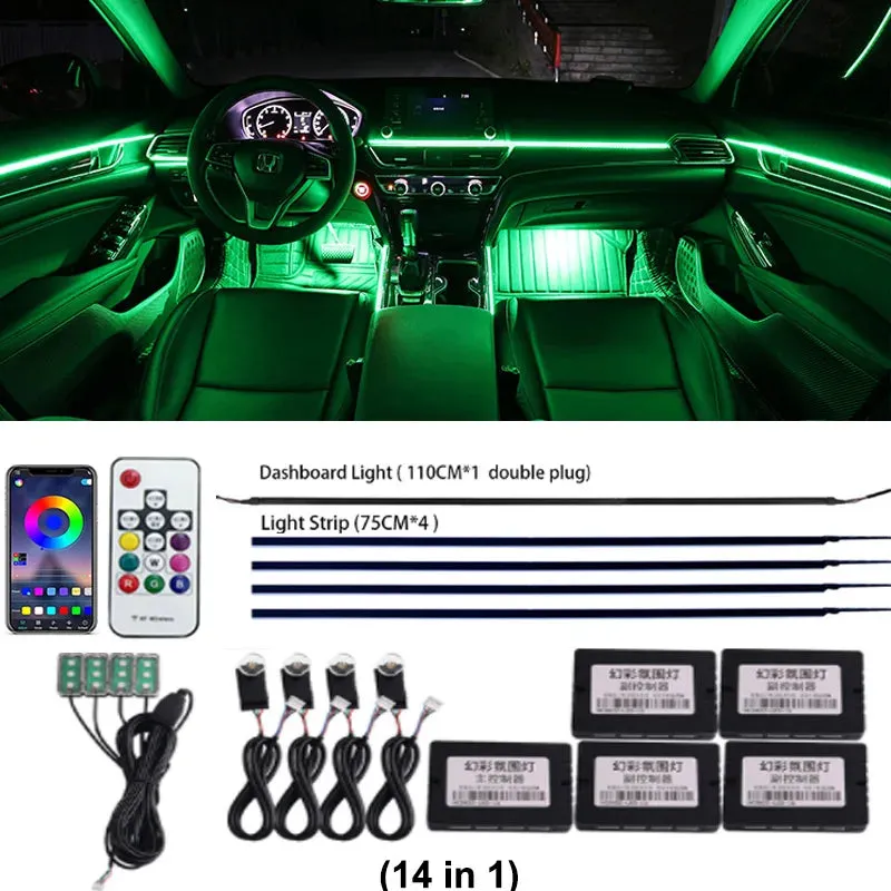 Auto RGB LED Rainbow Remote Interior Ambient Lighting