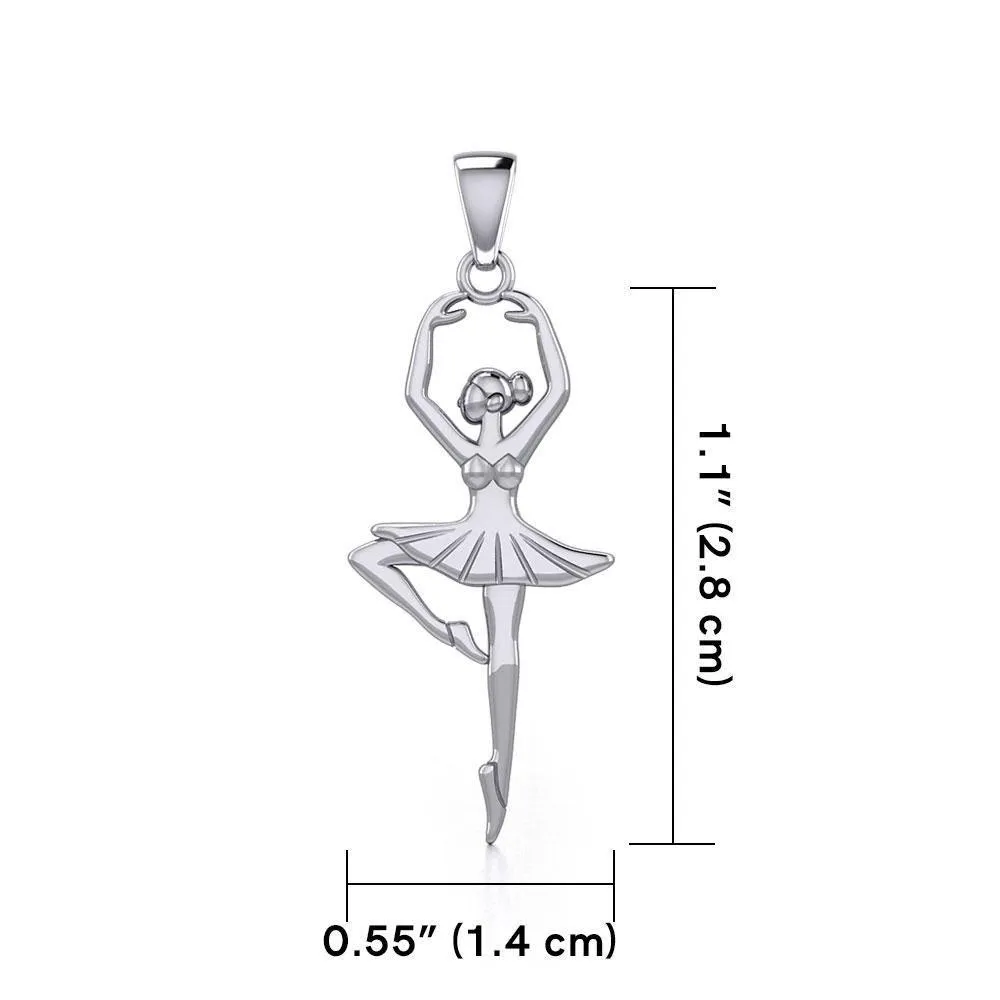 Ballet Dancer Posing Silver Pendant TPD5827