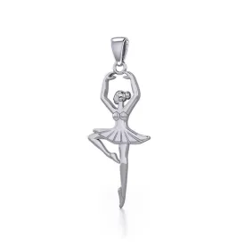 Ballet Dancer Posing Silver Pendant TPD5827