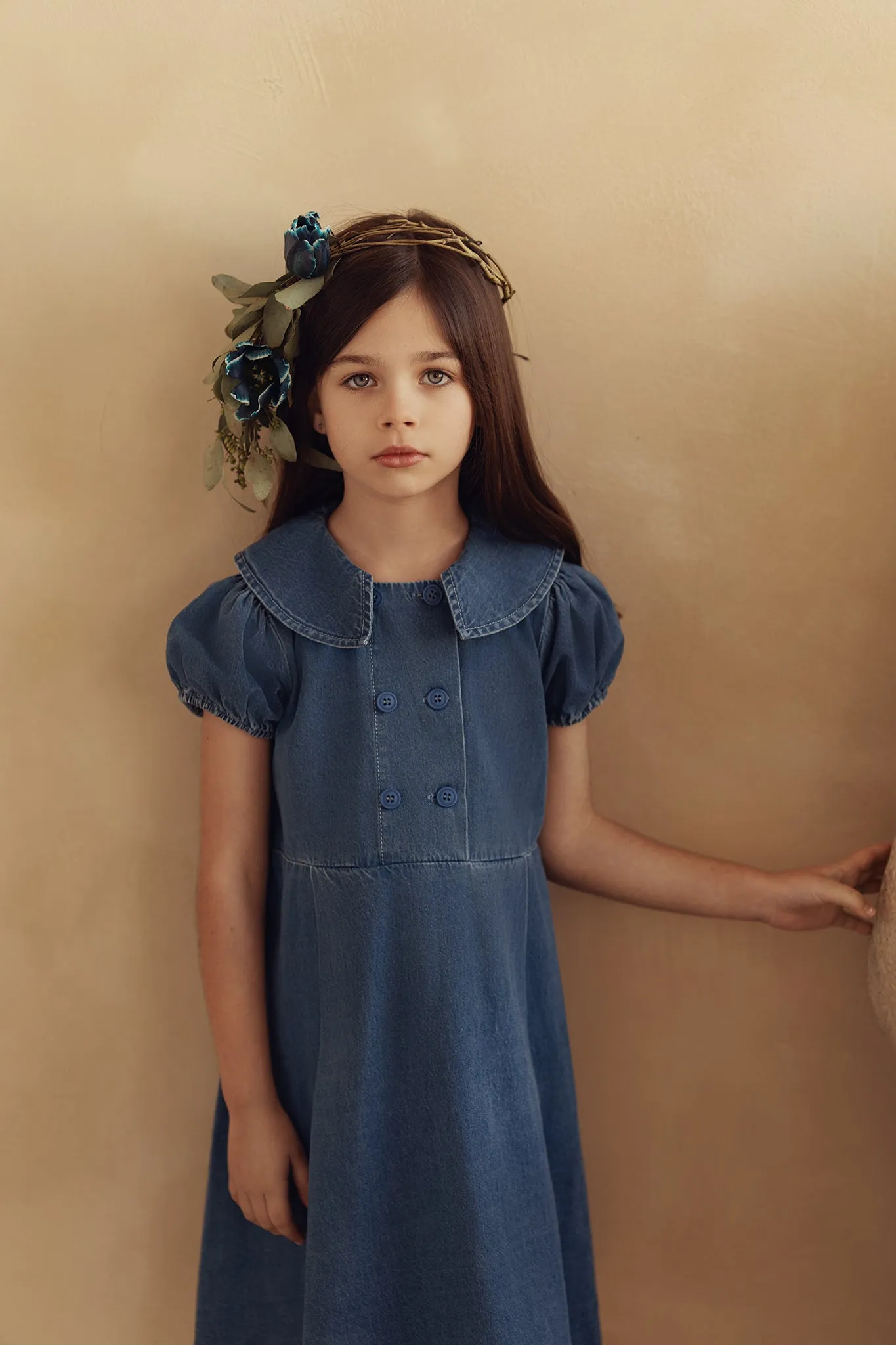 BAMBOO DENIM SQUARE COLLAR DRESS [FINAL SALE]