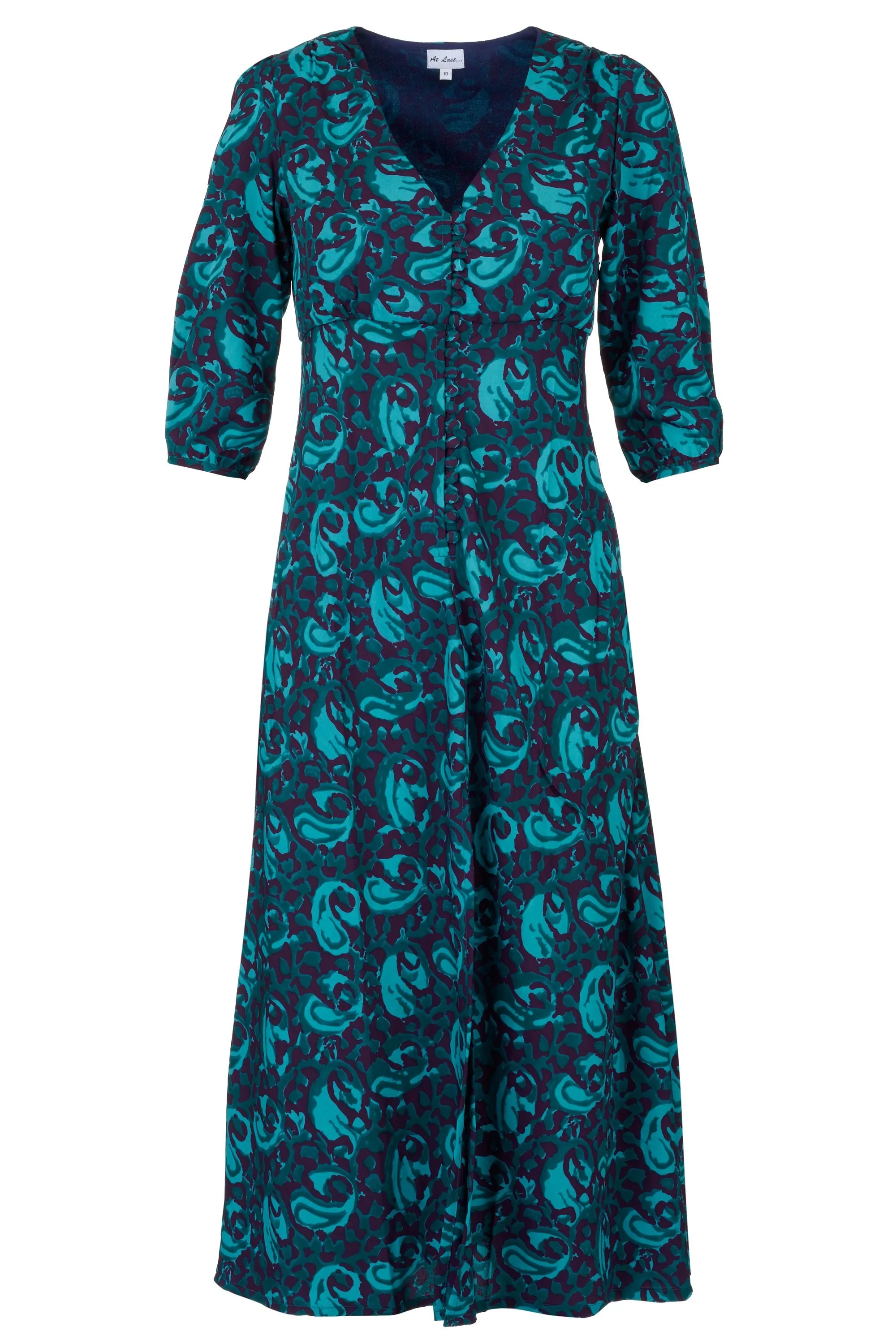 Belgravia Midi Dress in Turquoise & Purple Swirl