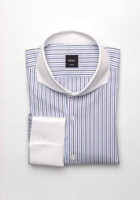 Black & Blue Pencil Stripes Shirt -White Cut Away Extreme Collar