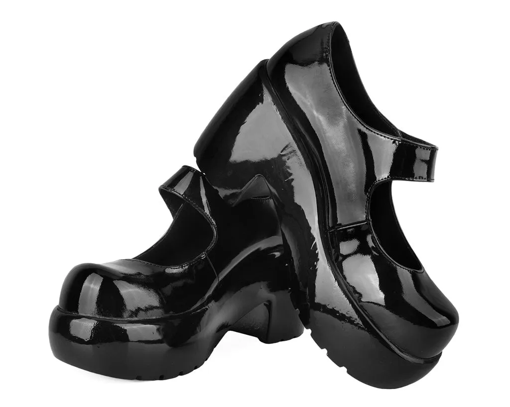 Black Liquid Bubble Mary Jane Platform