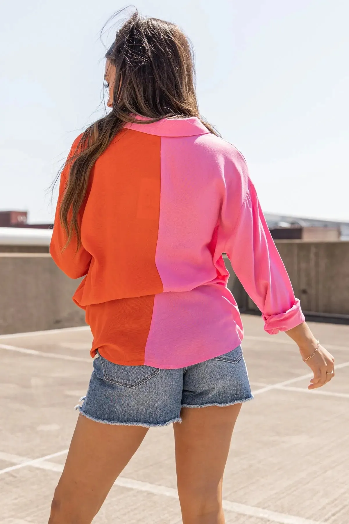 Block Party Pink Button Down Top - Final Sale