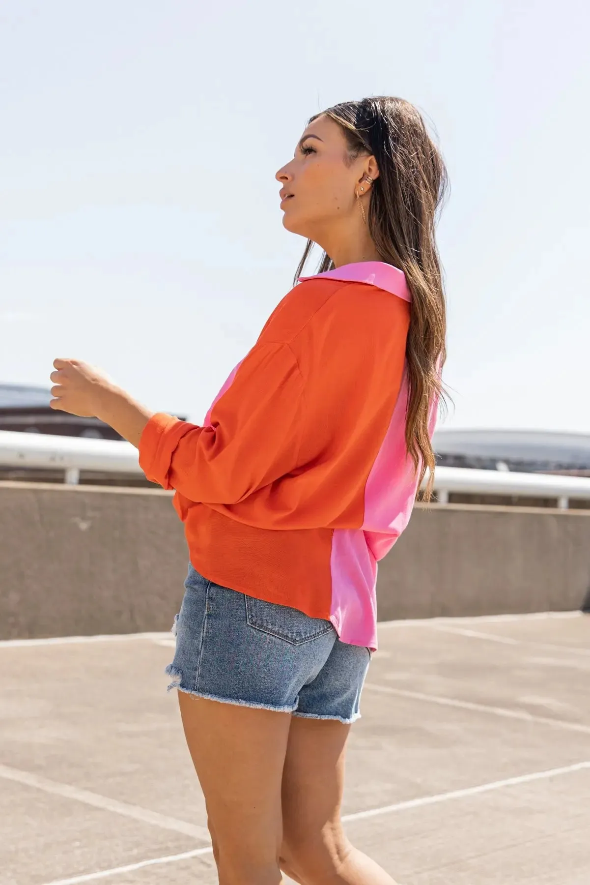 Block Party Pink Button Down Top - Final Sale