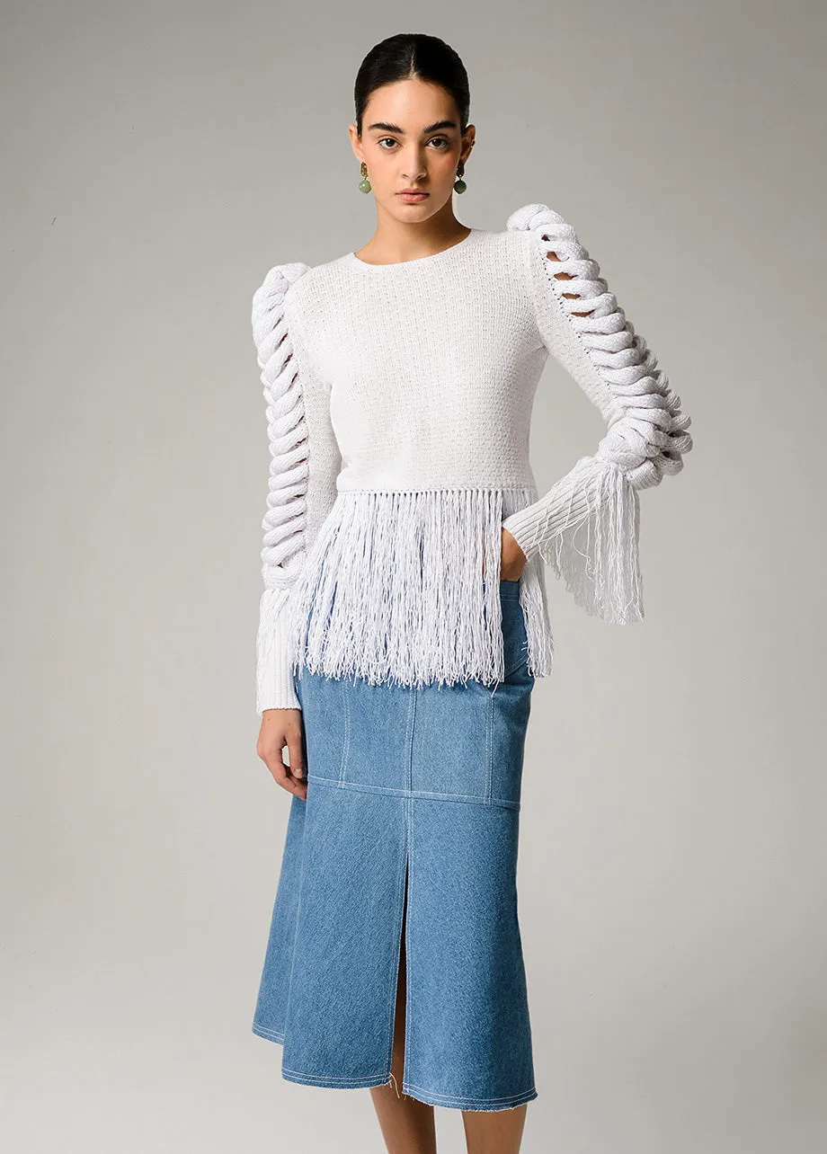 BOAT NECK FRINGE TOP