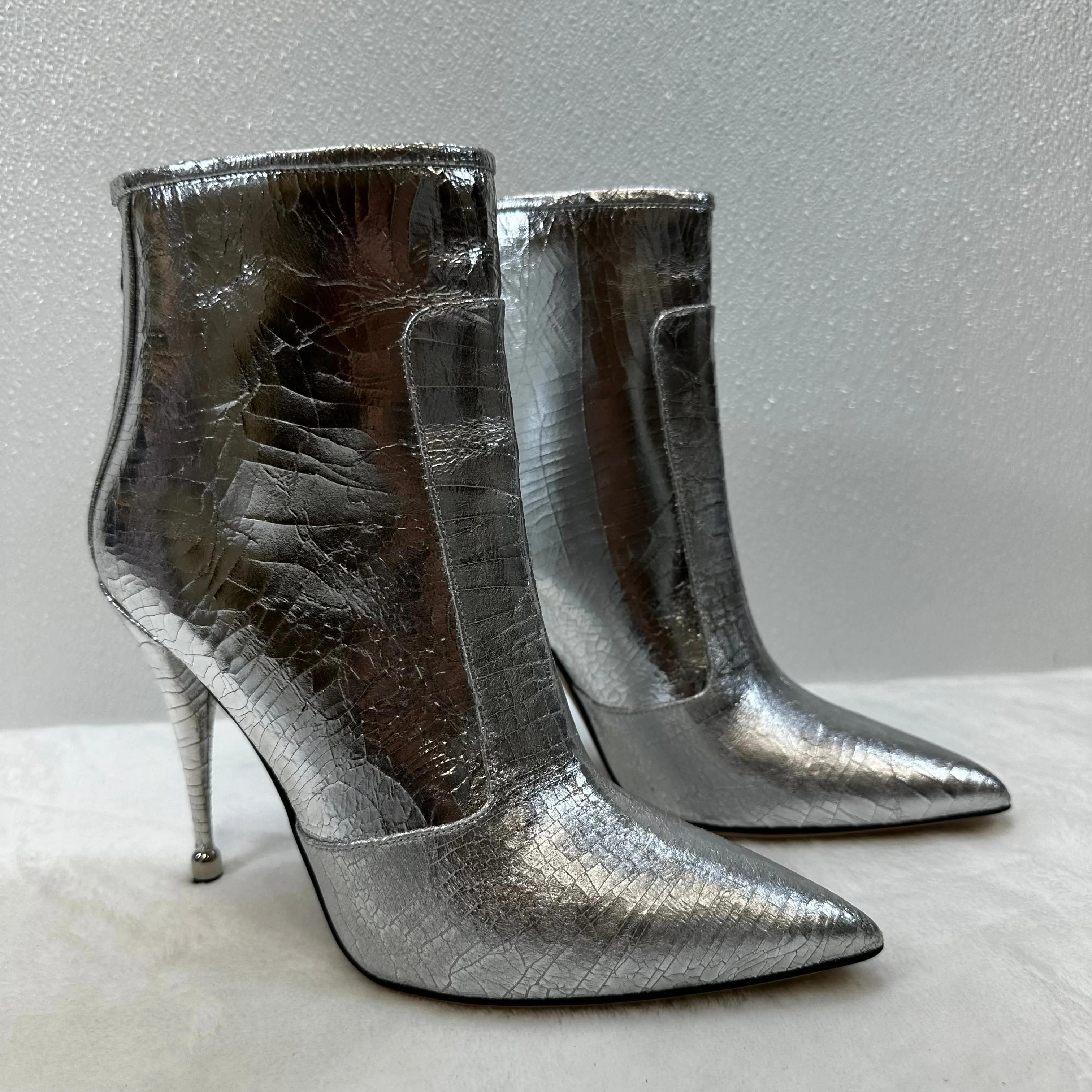 Boots Ankle Heels By PAUL ANDREW In Silver size 40