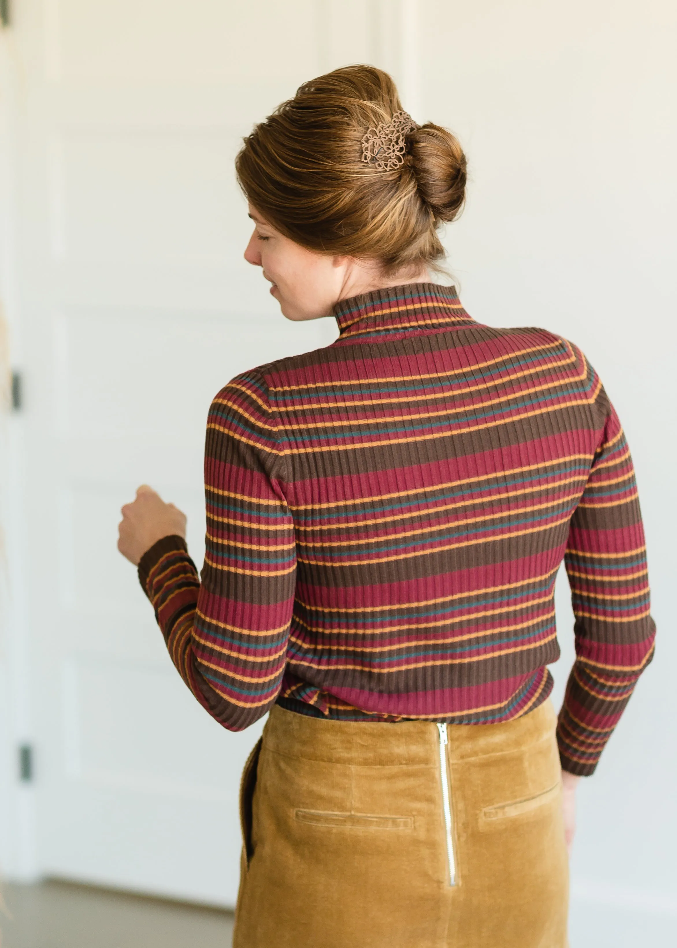 Brown Multi Stripe Ribbed Sweater - FINAL SALE