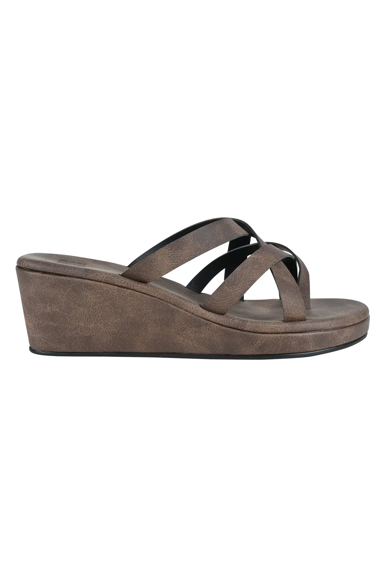 Brown Strappy Wedges For Women