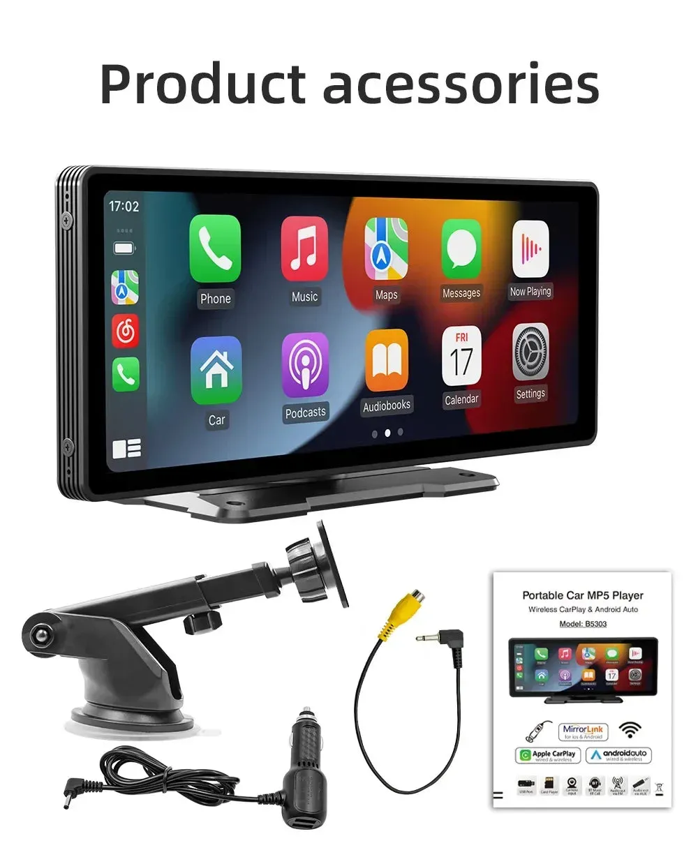 Car Monitor Wireless Carplay / HD Screen Camera  Video Player