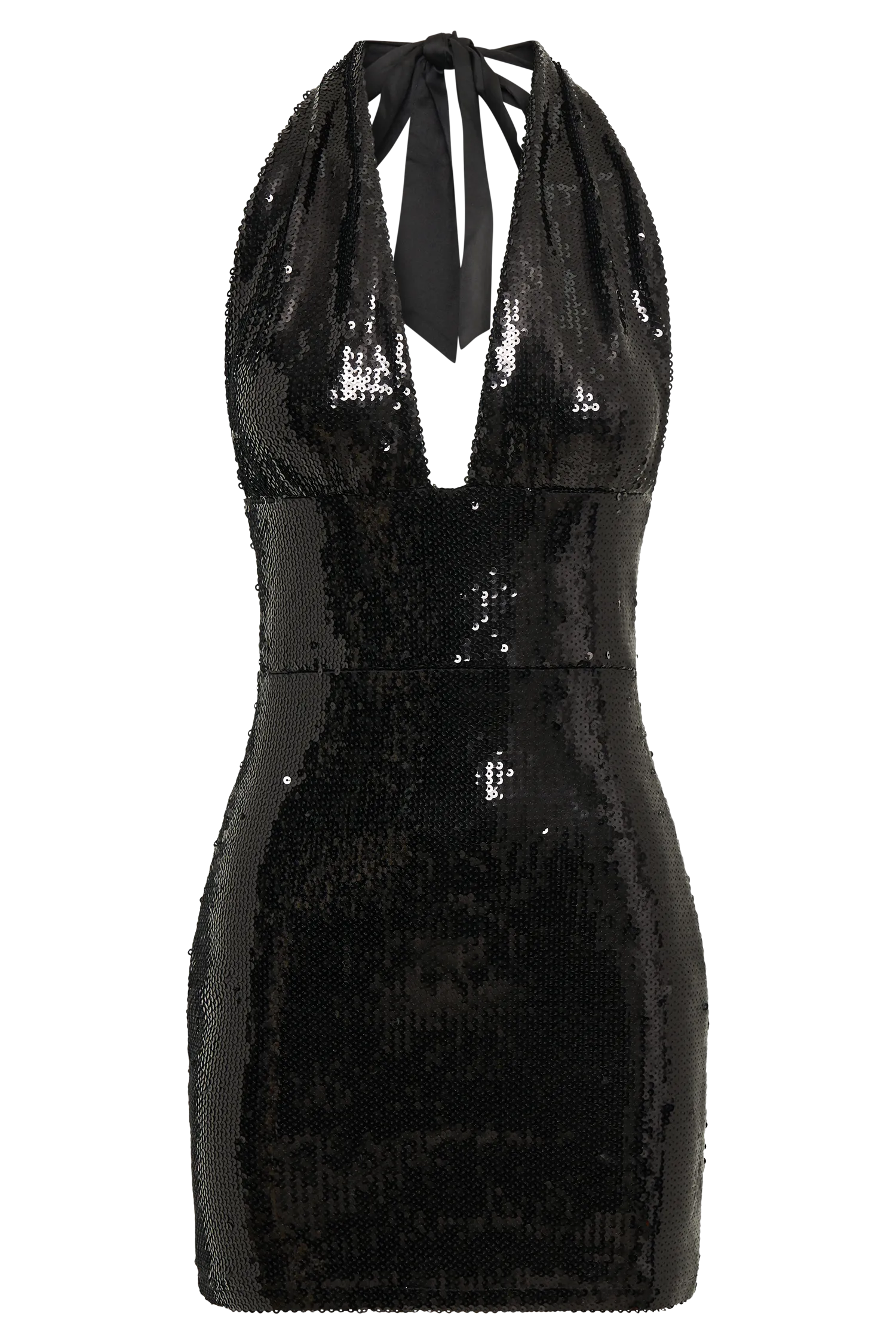 Carleigh Sequin Halter Mini Dress - Black