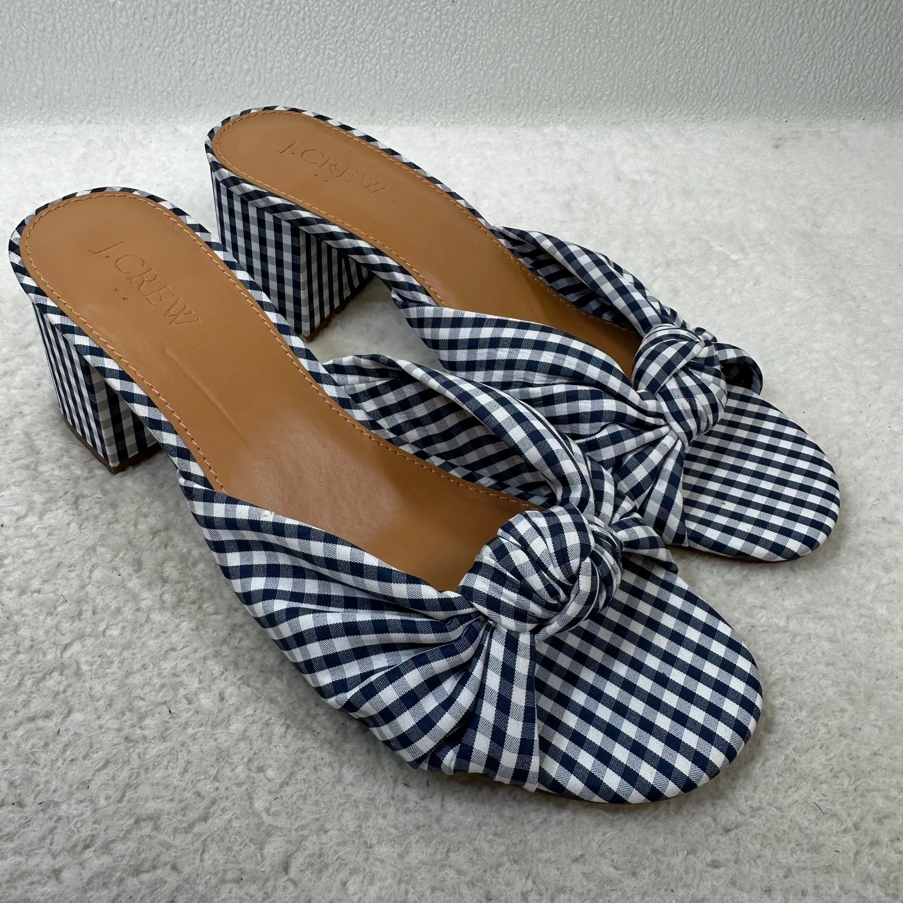 Checked Sandals Heels Block J Crew O, Size 7