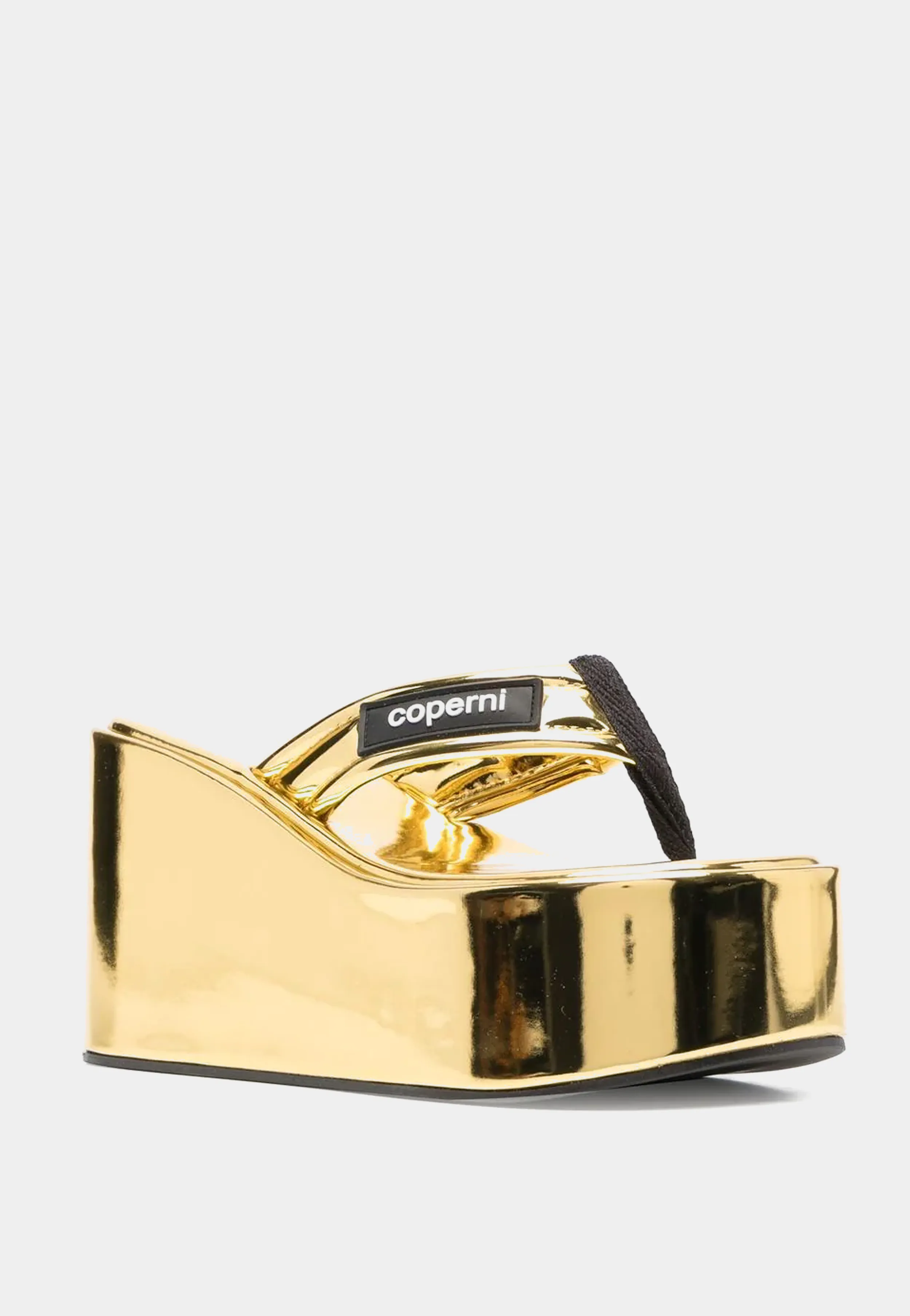 Coperni Metallic Branded Wedge Sandal Gold