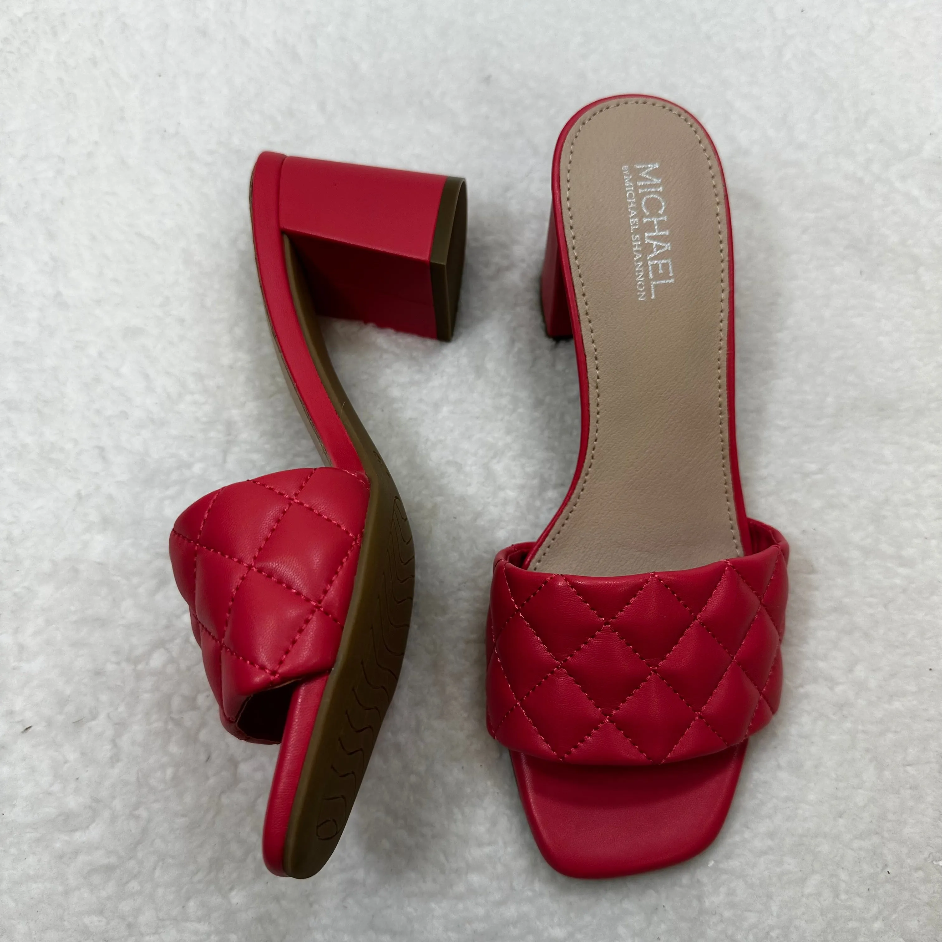 Coral Sandals Heels Block Cme, Size 8.5