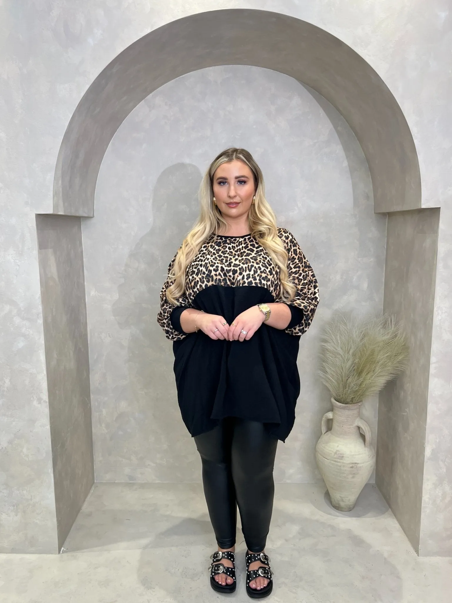 Curve Leopard Print Panel Top