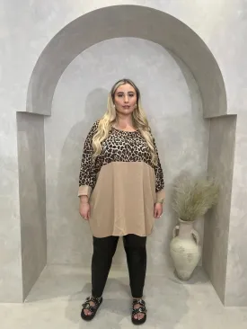 Curve Leopard Print Panel Top