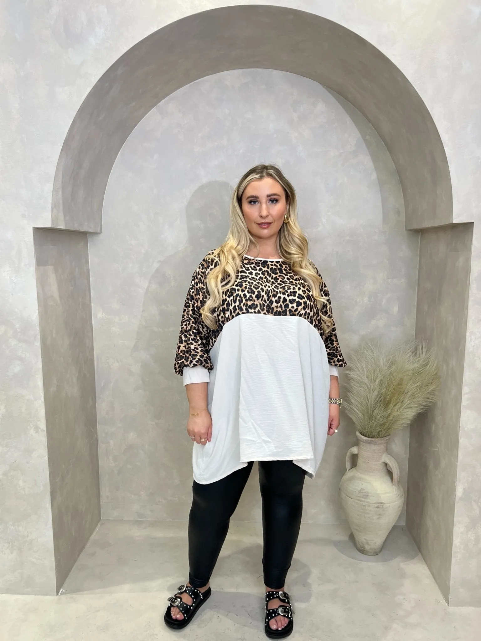 Curve Leopard Print Panel Top