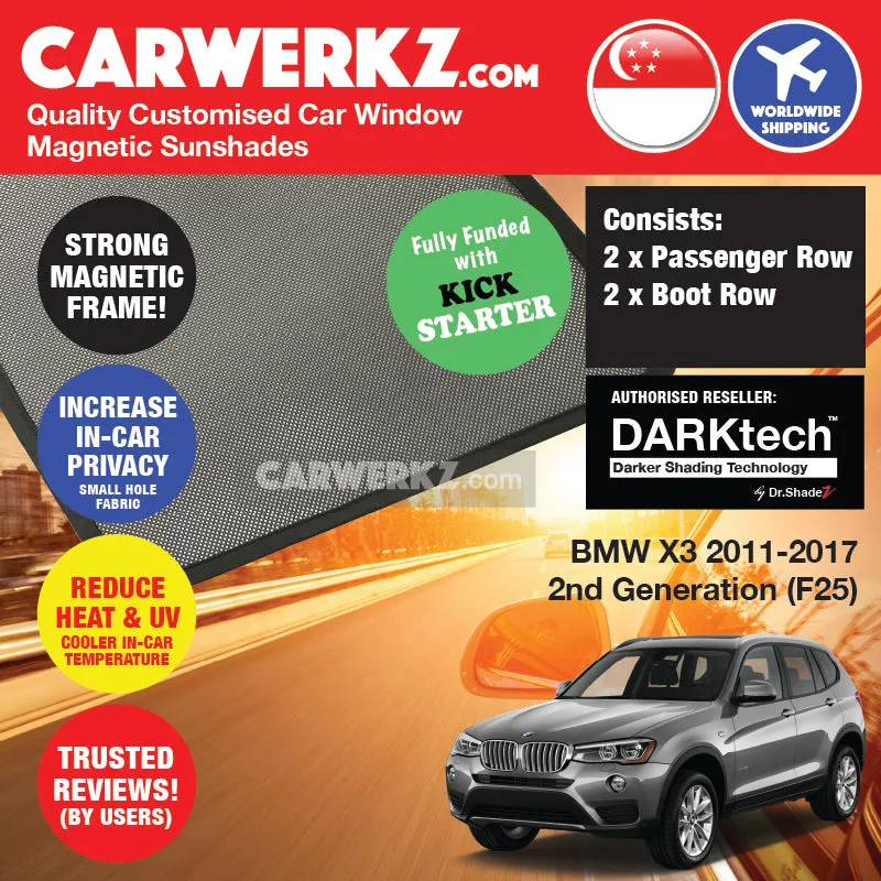 Dr Shadez DARKtech BMW X3 Series 2010-2017 2nd Generation (F25) Germany SUV Customised Window Magnetic Sunshades