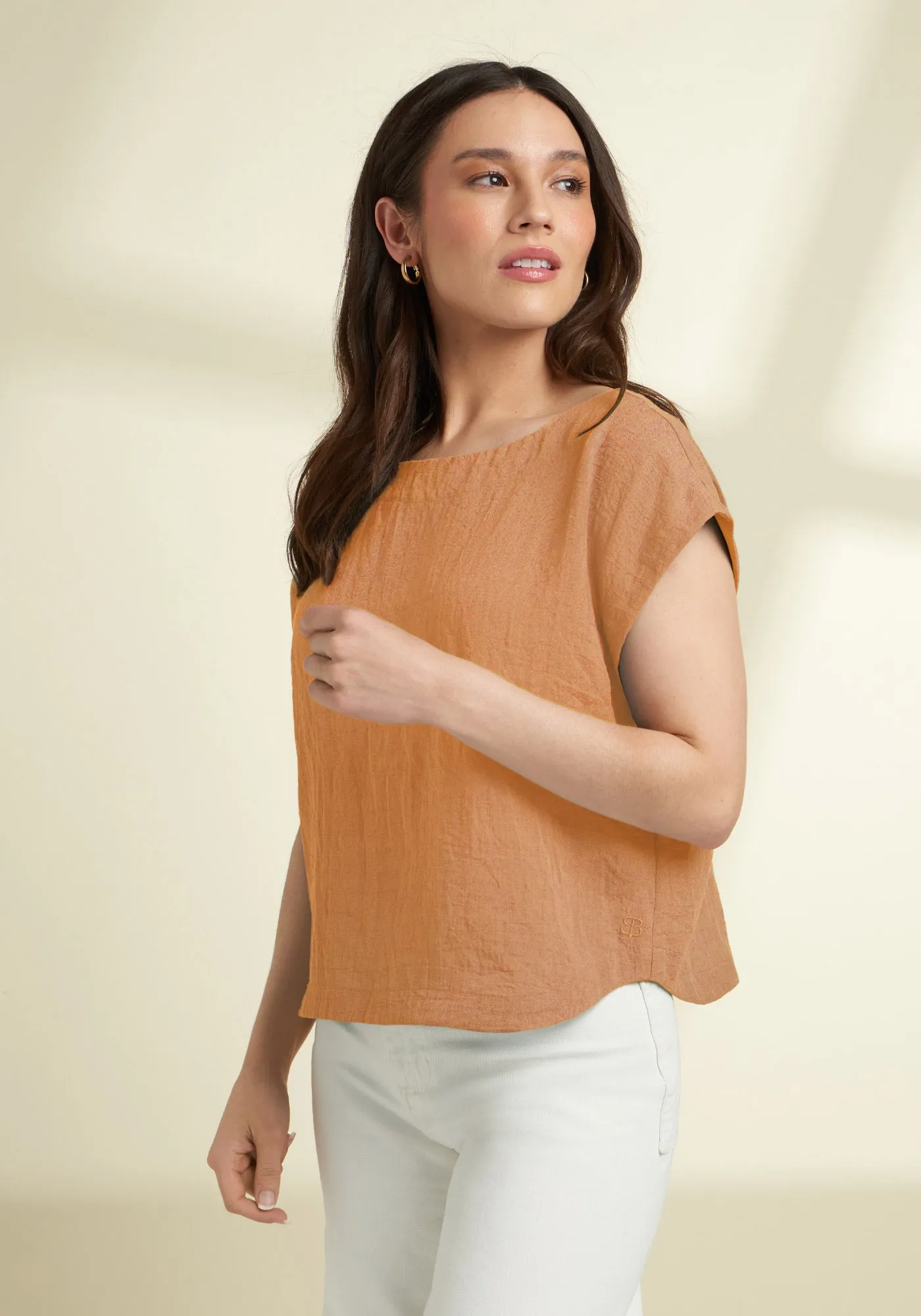 Drift Boat Neck Tee | Linenette (Sandalwood)