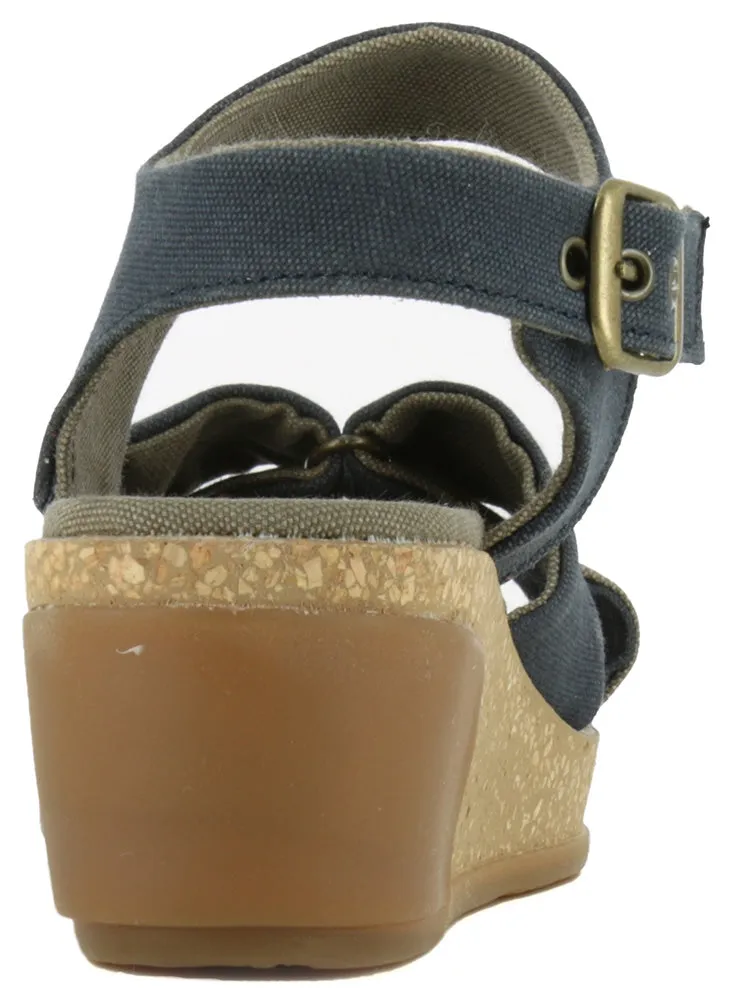 El Naturalista Women's N5007t Seaweed Canvas Wedge Sandal