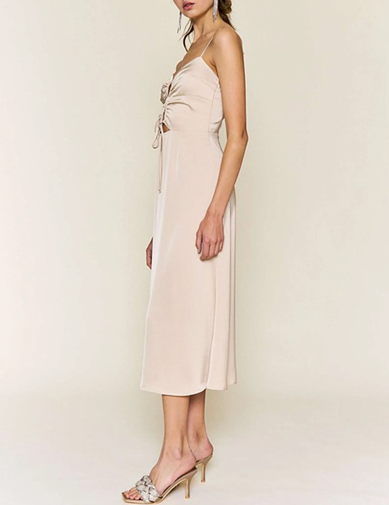 Eleanor Tied Keyhole Satin Dress