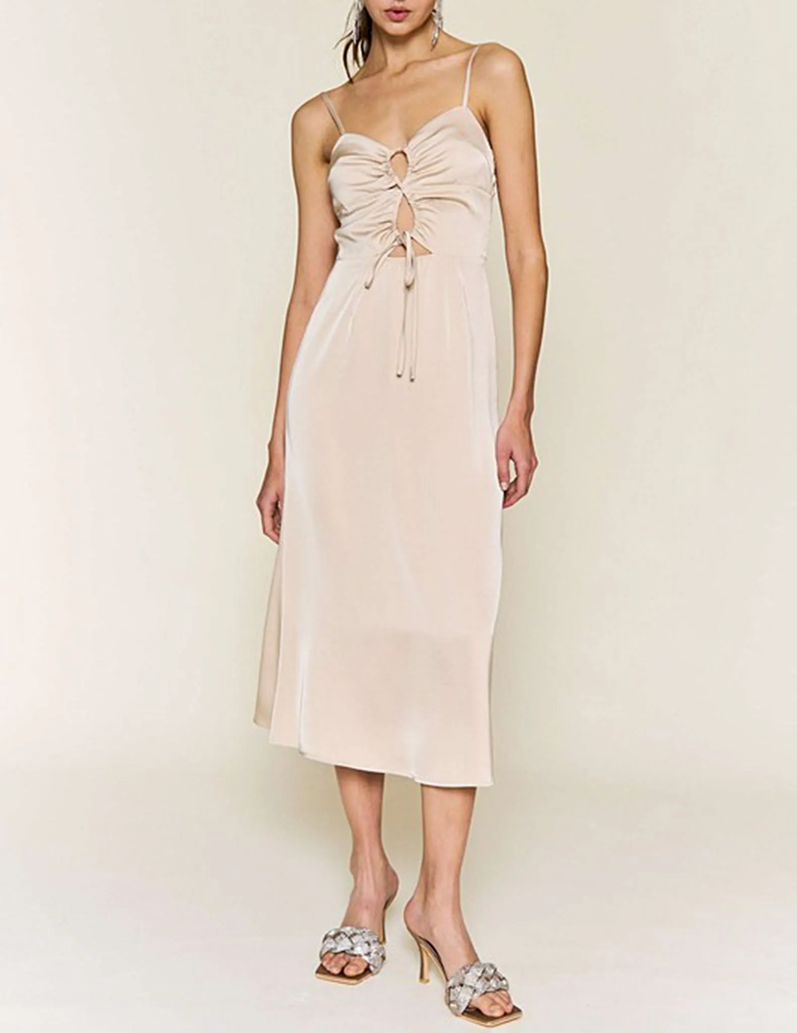 Eleanor Tied Keyhole Satin Dress