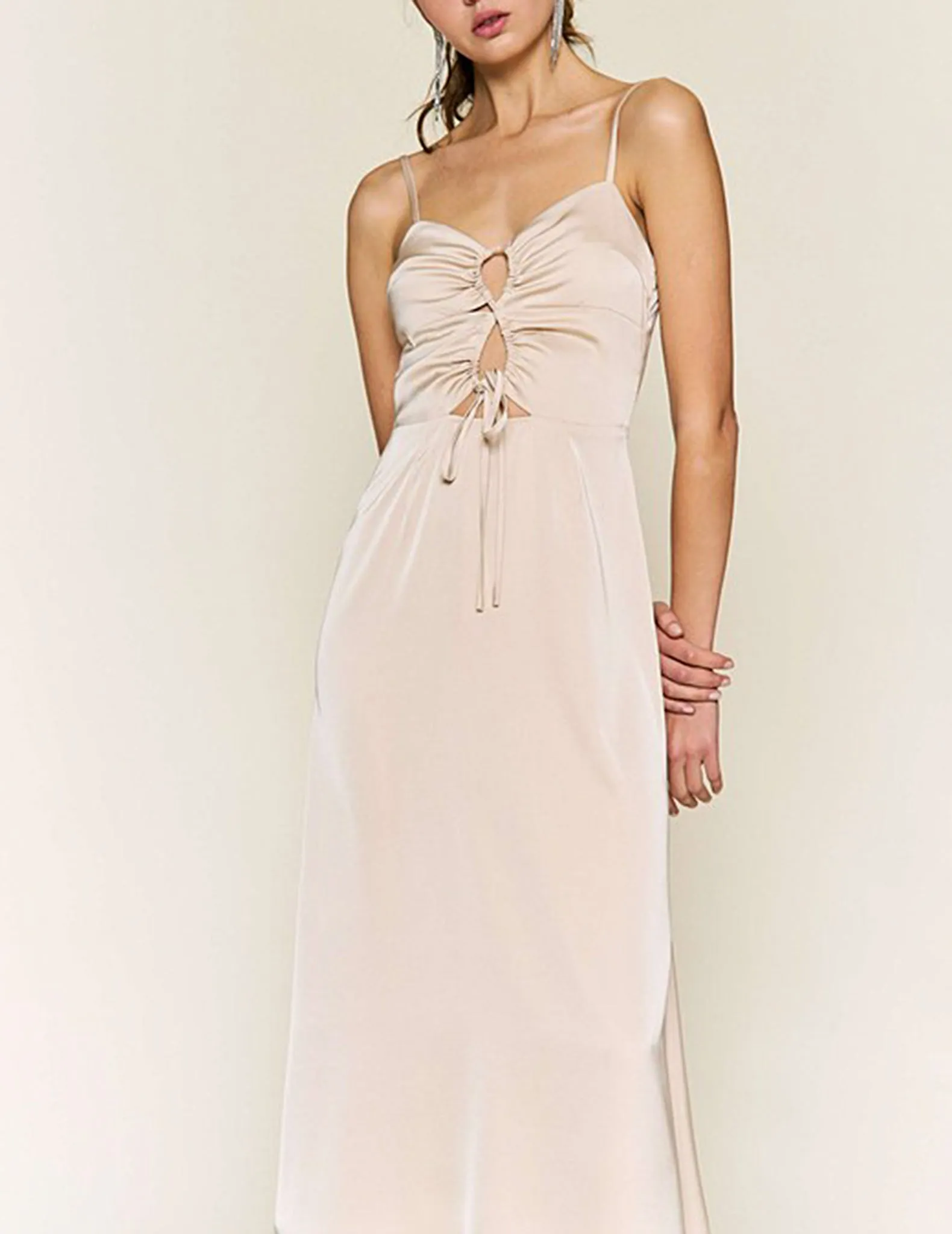 Eleanor Tied Keyhole Satin Dress