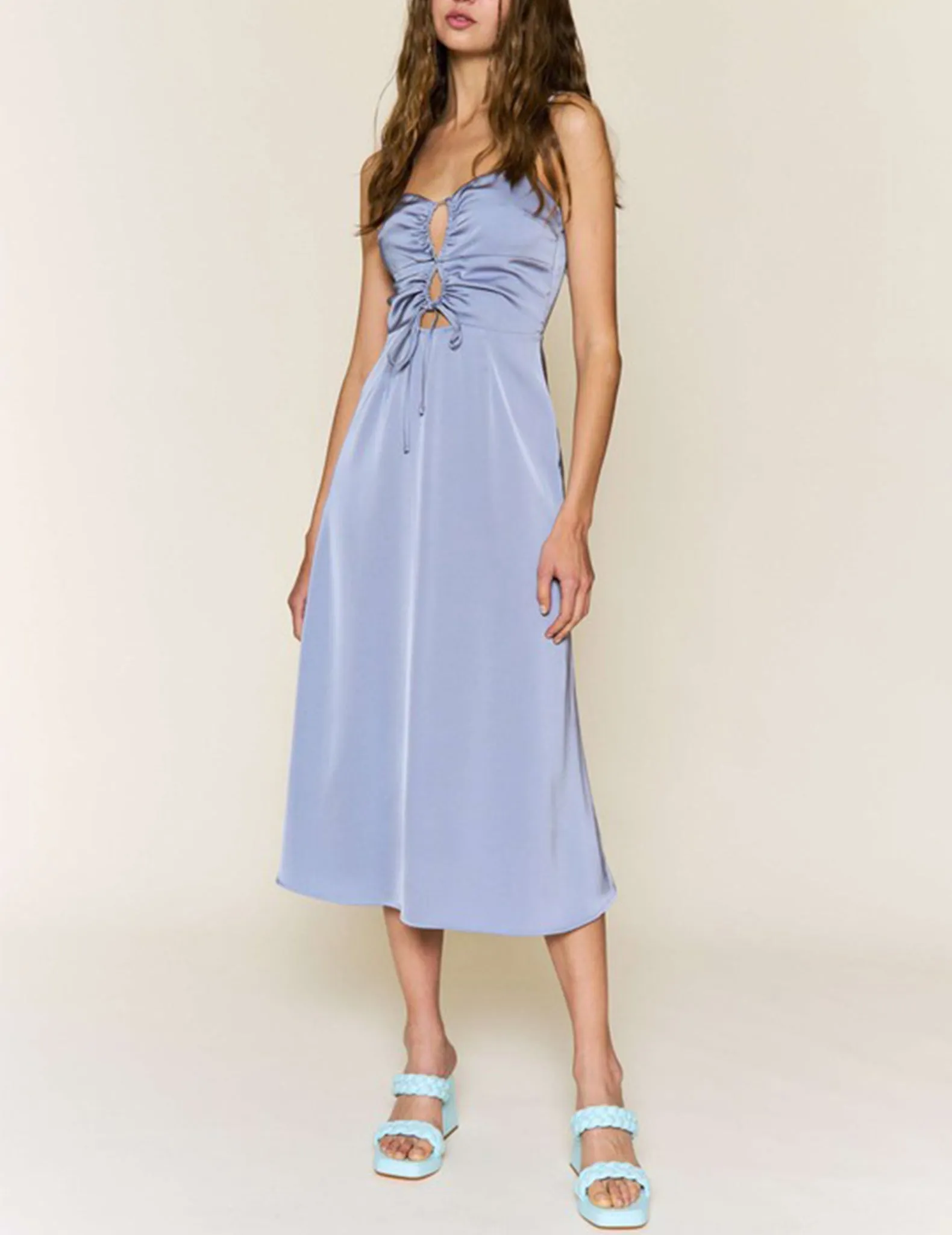 Eleanor Tied Keyhole Satin Dress