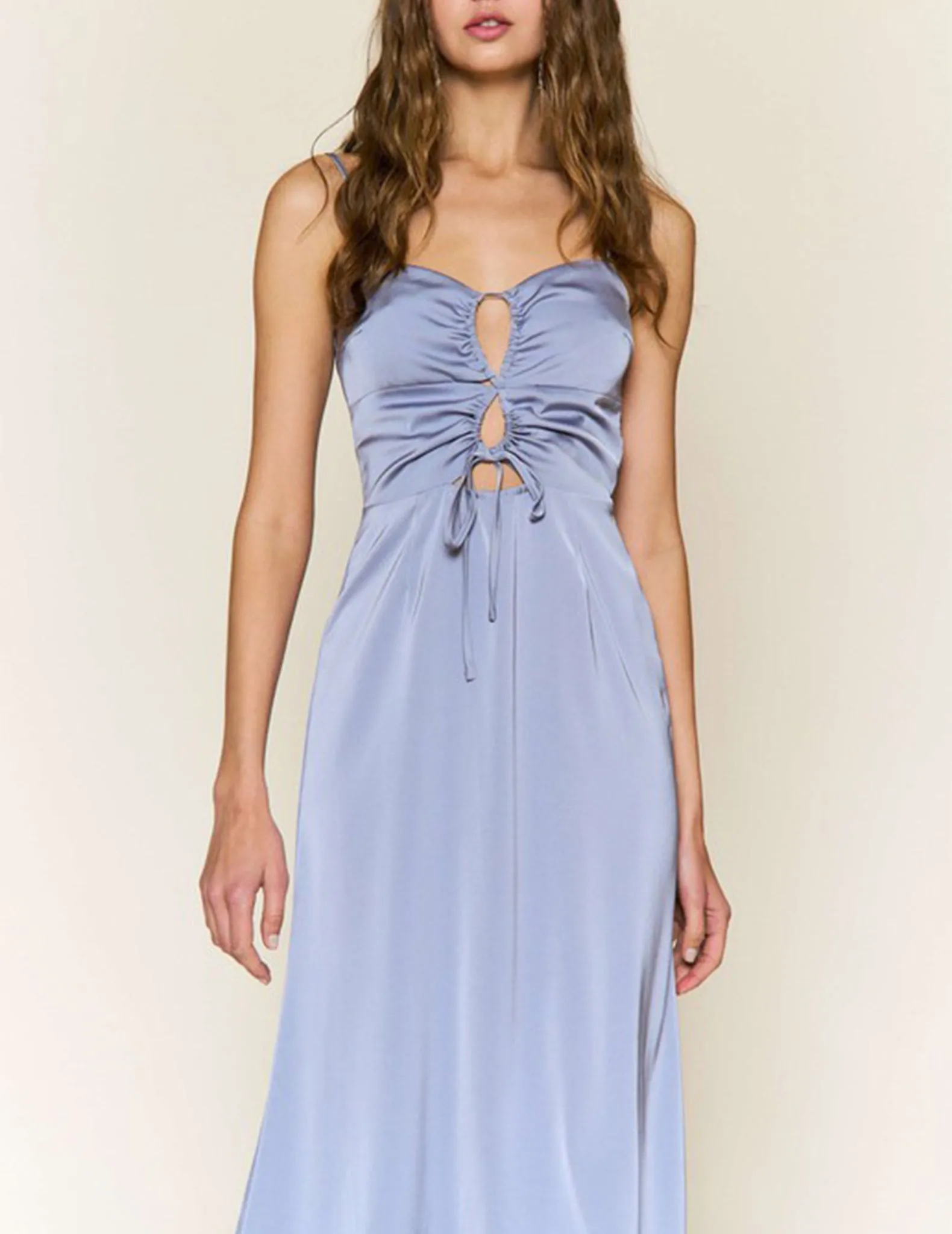 Eleanor Tied Keyhole Satin Dress