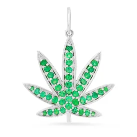 Emerald Green Mary Jane Marijuana Pot Leaf Charm Pendant