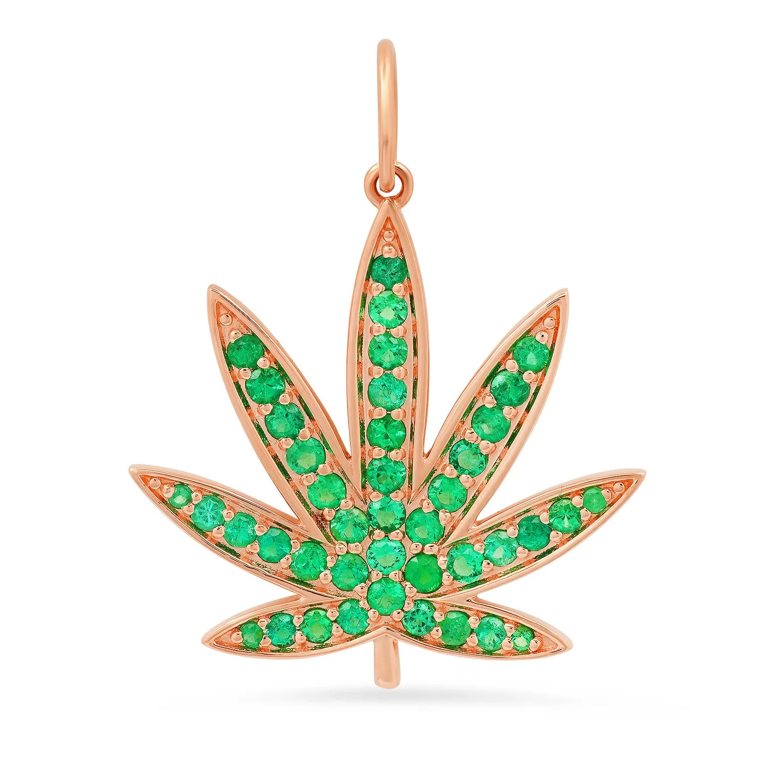 Emerald Green Mary Jane Marijuana Pot Leaf Charm Pendant