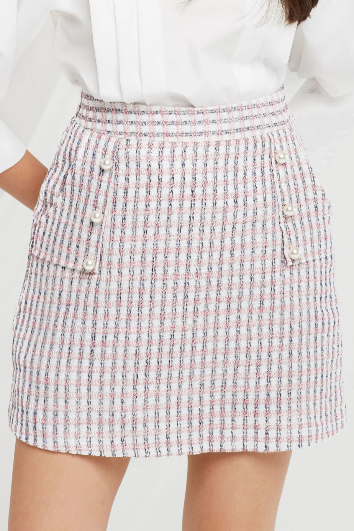 Eshlly Pearl Button Skort in Tweed