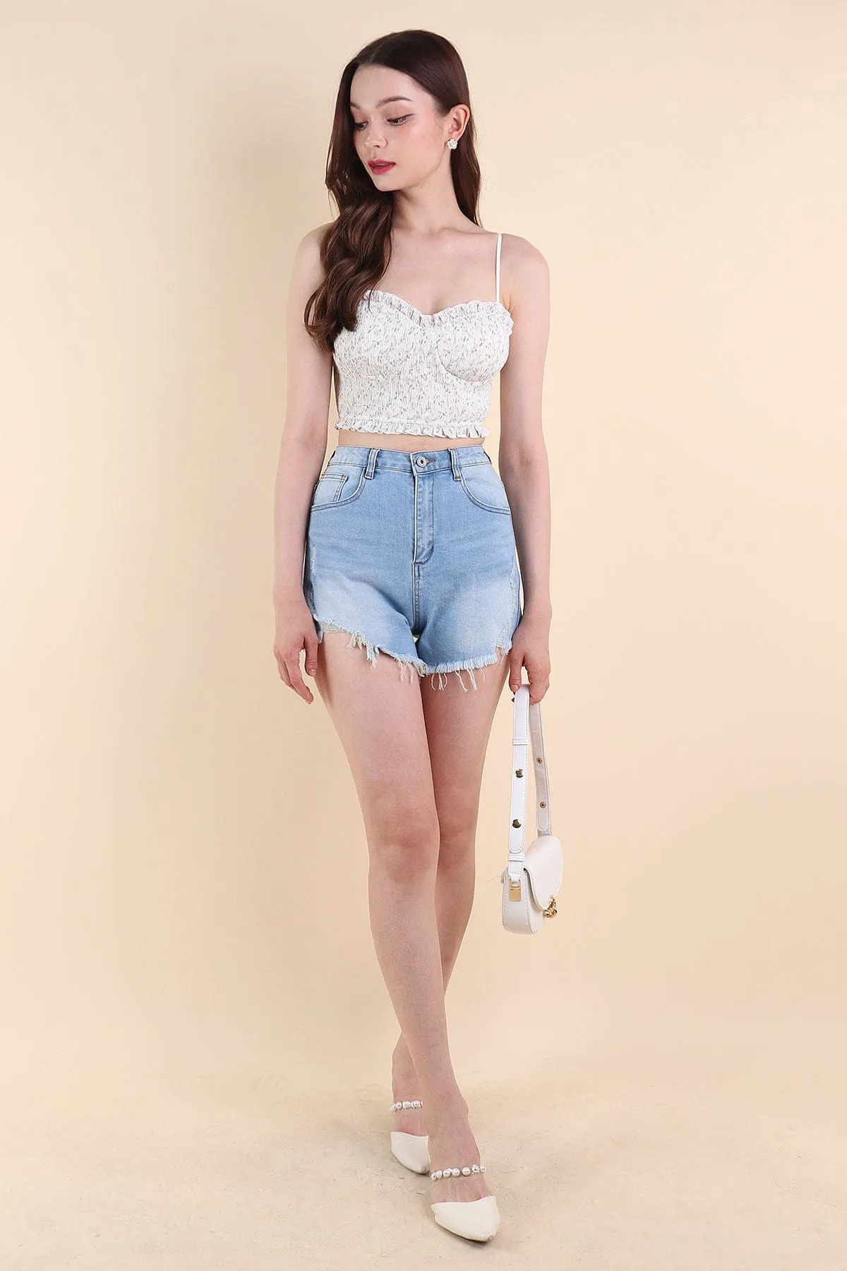 FREESIA FLORAL PLEATED BUSTIER TOP IN PASTEL