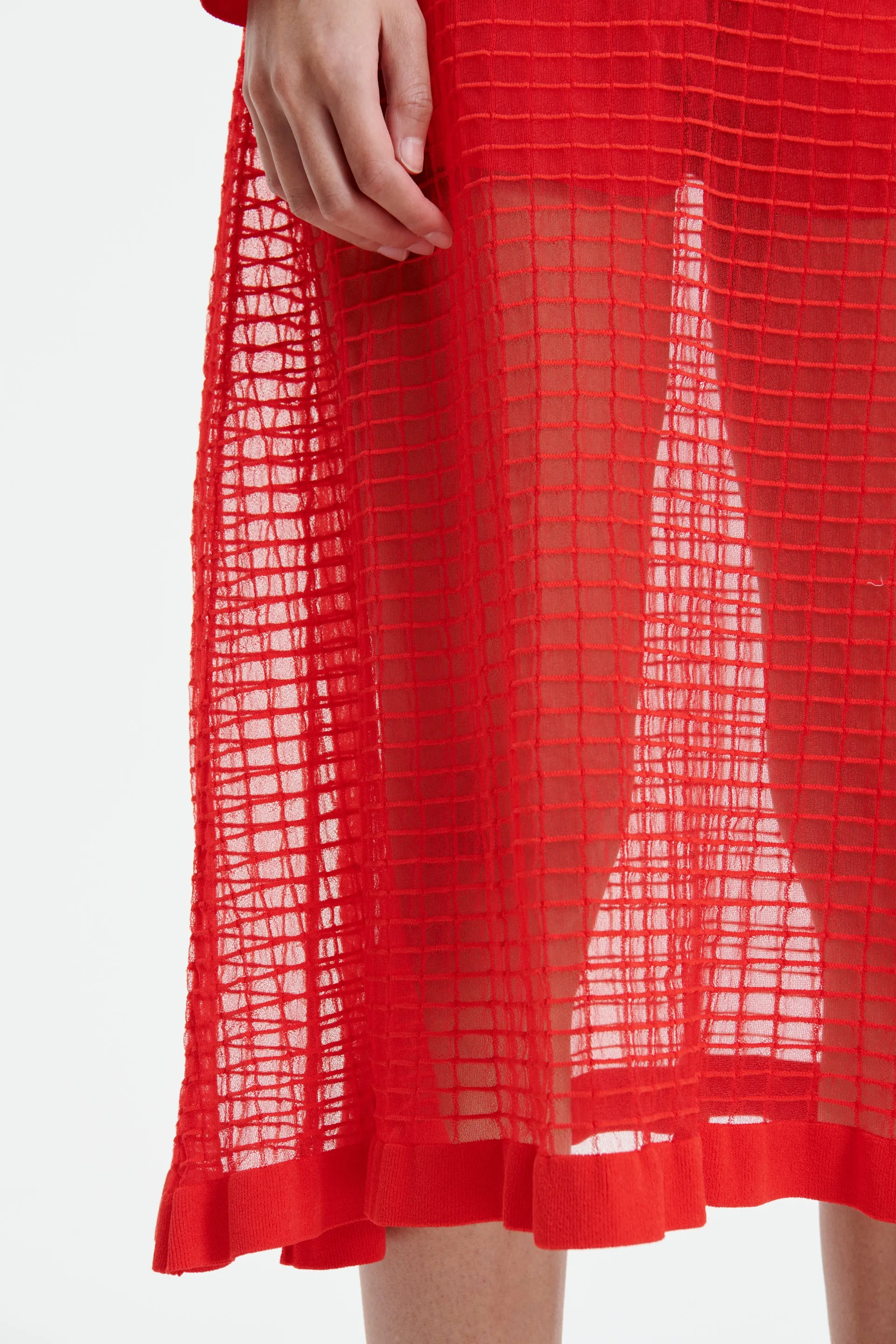 GEMMA | SKIRT MATISSE SHEER GRID POPPY RED