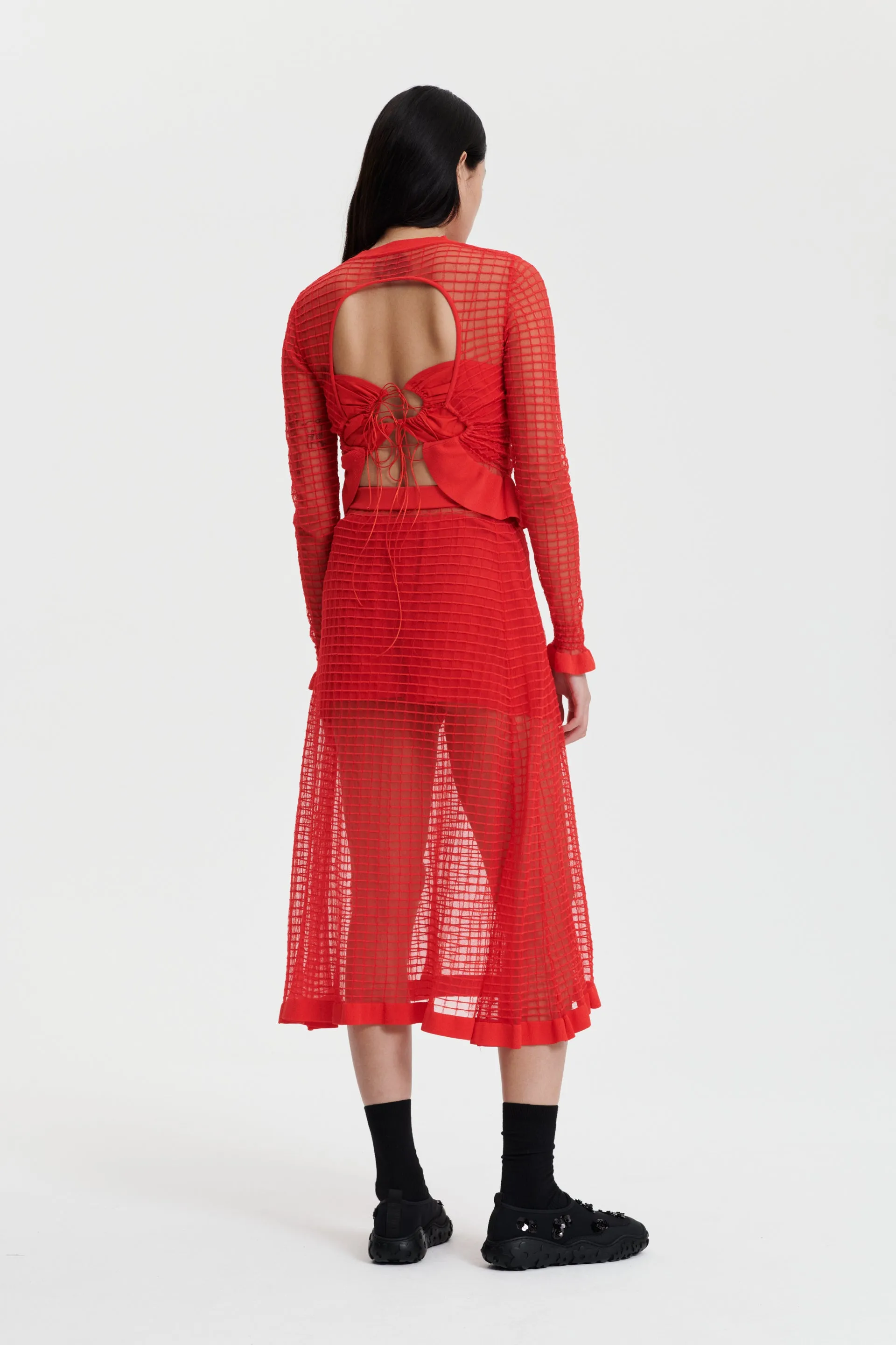 GEMMA | SKIRT MATISSE SHEER GRID POPPY RED