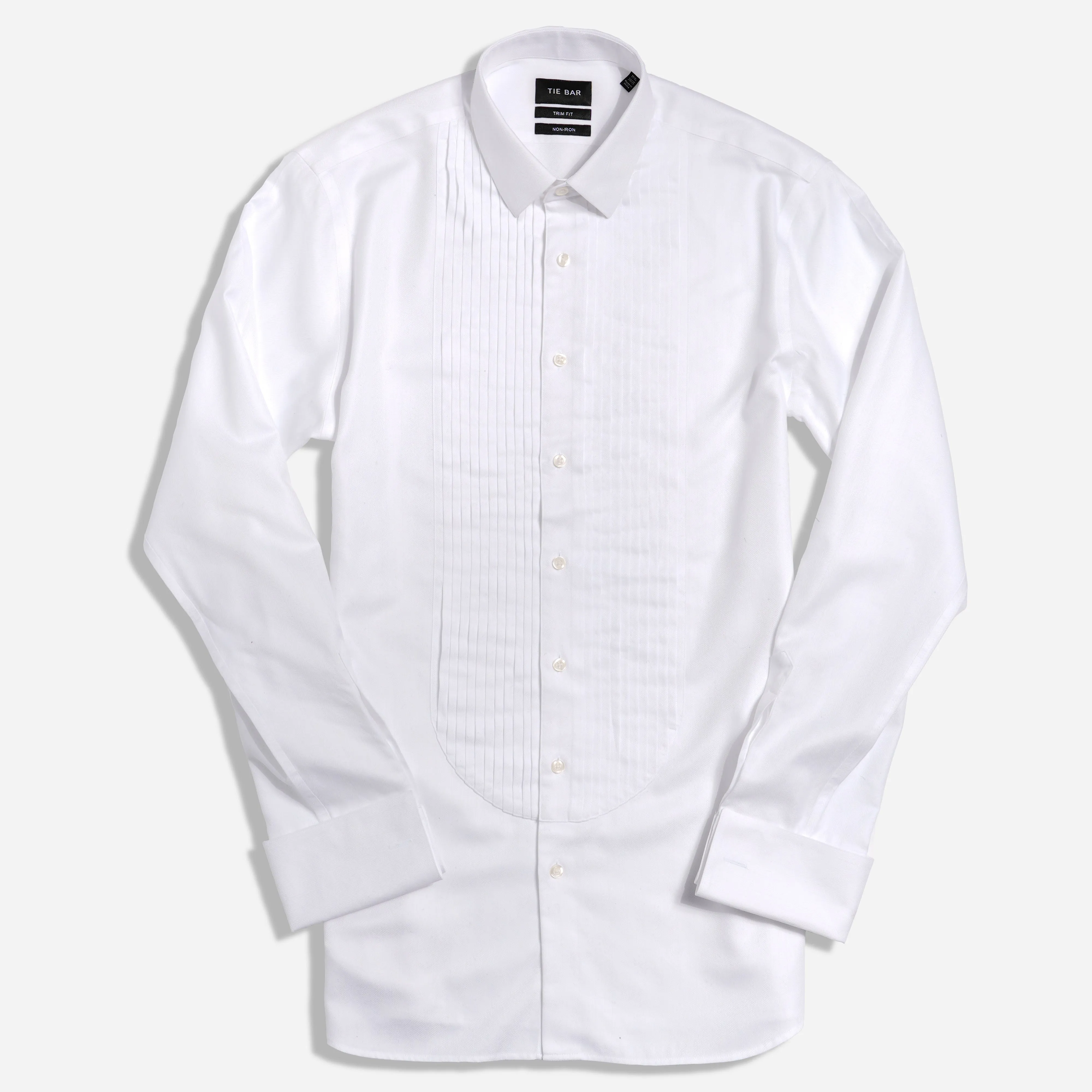 Herringbone Tuxedo White Pleated Bib Dress Shirt