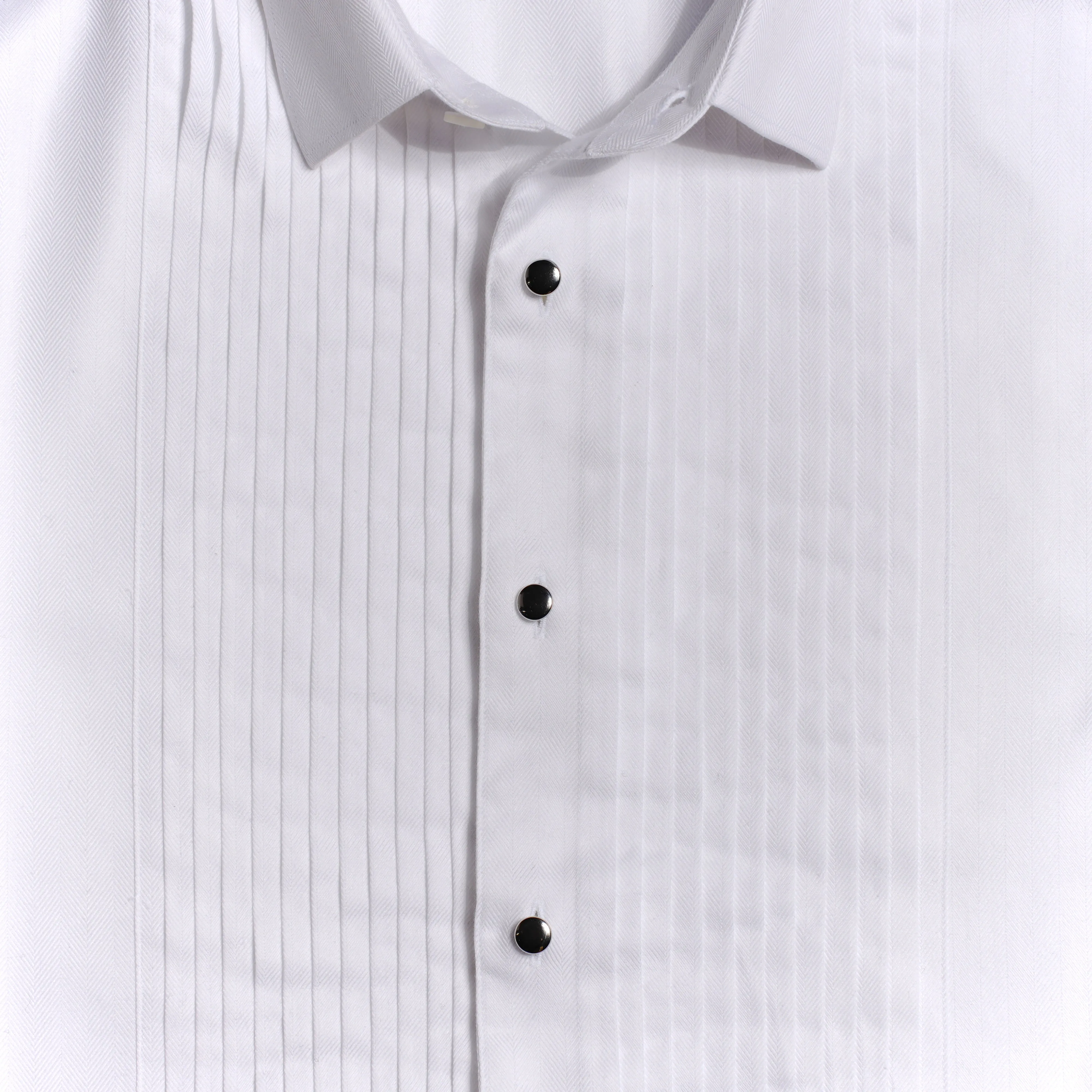 Herringbone Tuxedo White Pleated Bib Dress Shirt