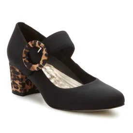 Jackie Pump: Black Micro Fabric and Leopard Print Micro Fabric  I Walking Cradle