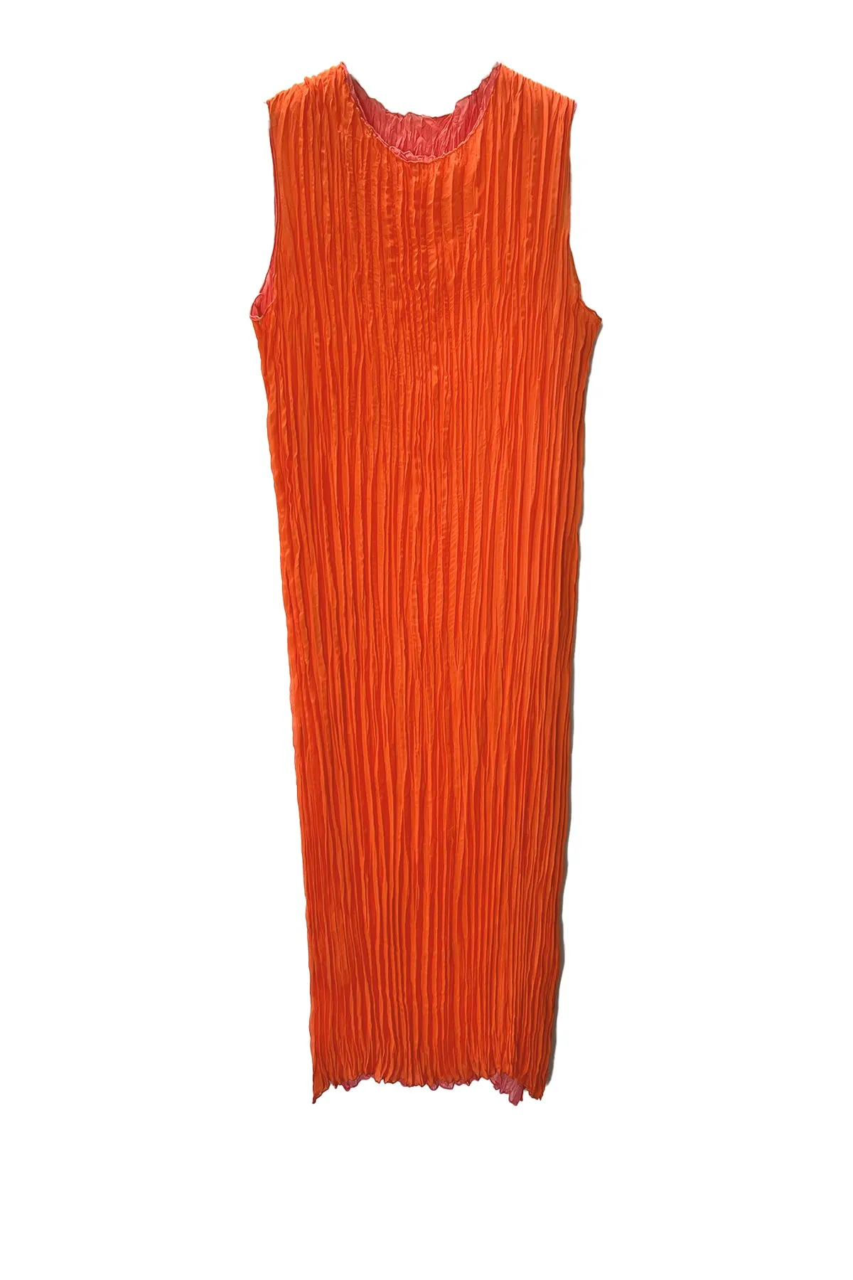 Jaya Pleated Dress- Reversible Orange Coral